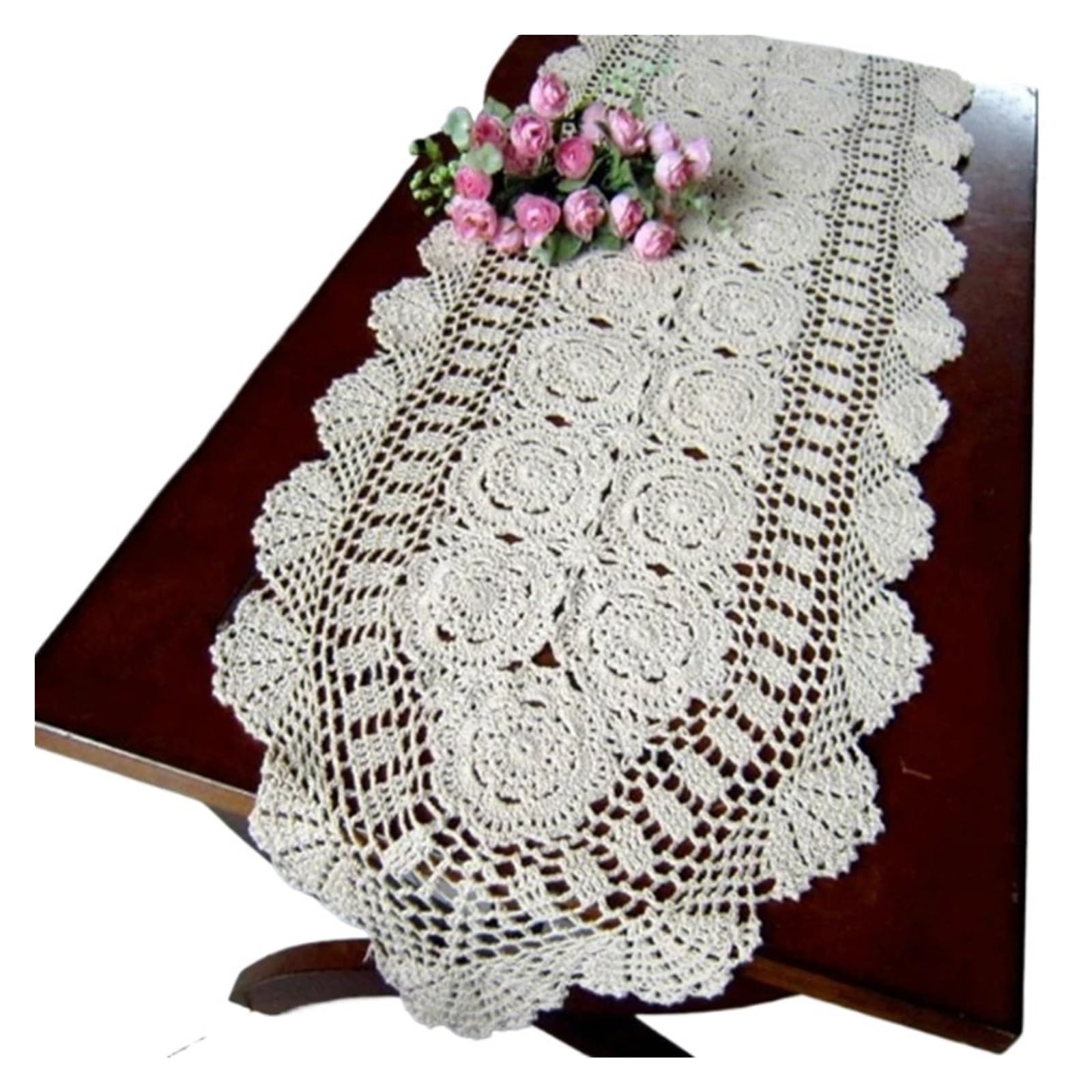 2pcs Crochet Table Runners Vintage Hand Crocheted For Decoration For Home Party Decor(40X120CM)