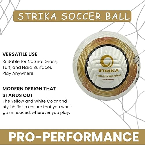Miniatura 3 de STRIKA Balón de fútbol de calidad profesional Legacy  Material de piel sintética  Resistente al agua  Sin hilos  Juego en todas las superficies