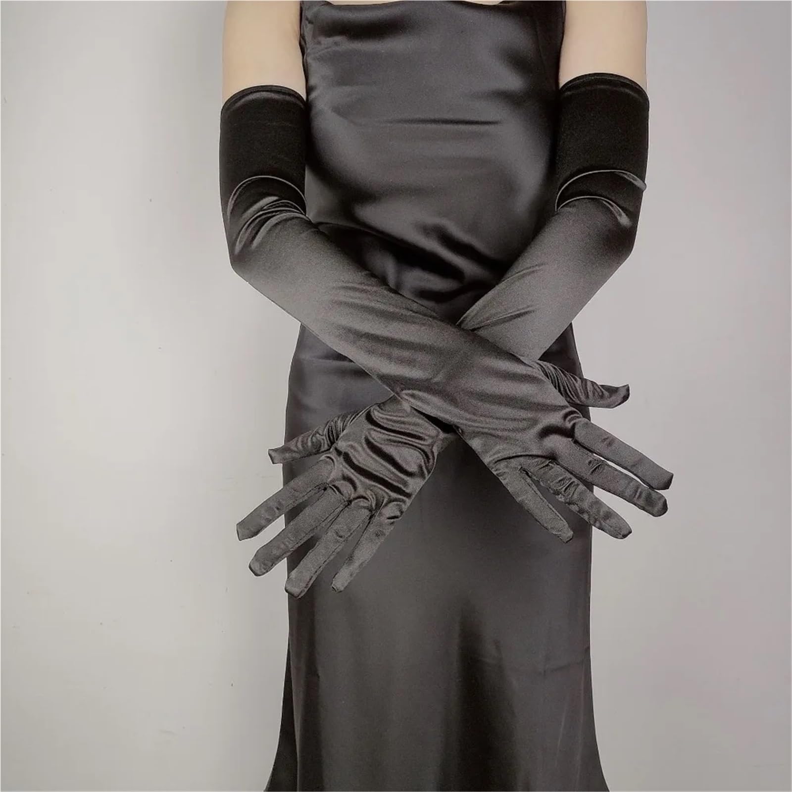 Guantes Largos para Mujer Guantes de felpa elásticos Retro terciopelo guantes largos elegante etiqueta manoplas banquete