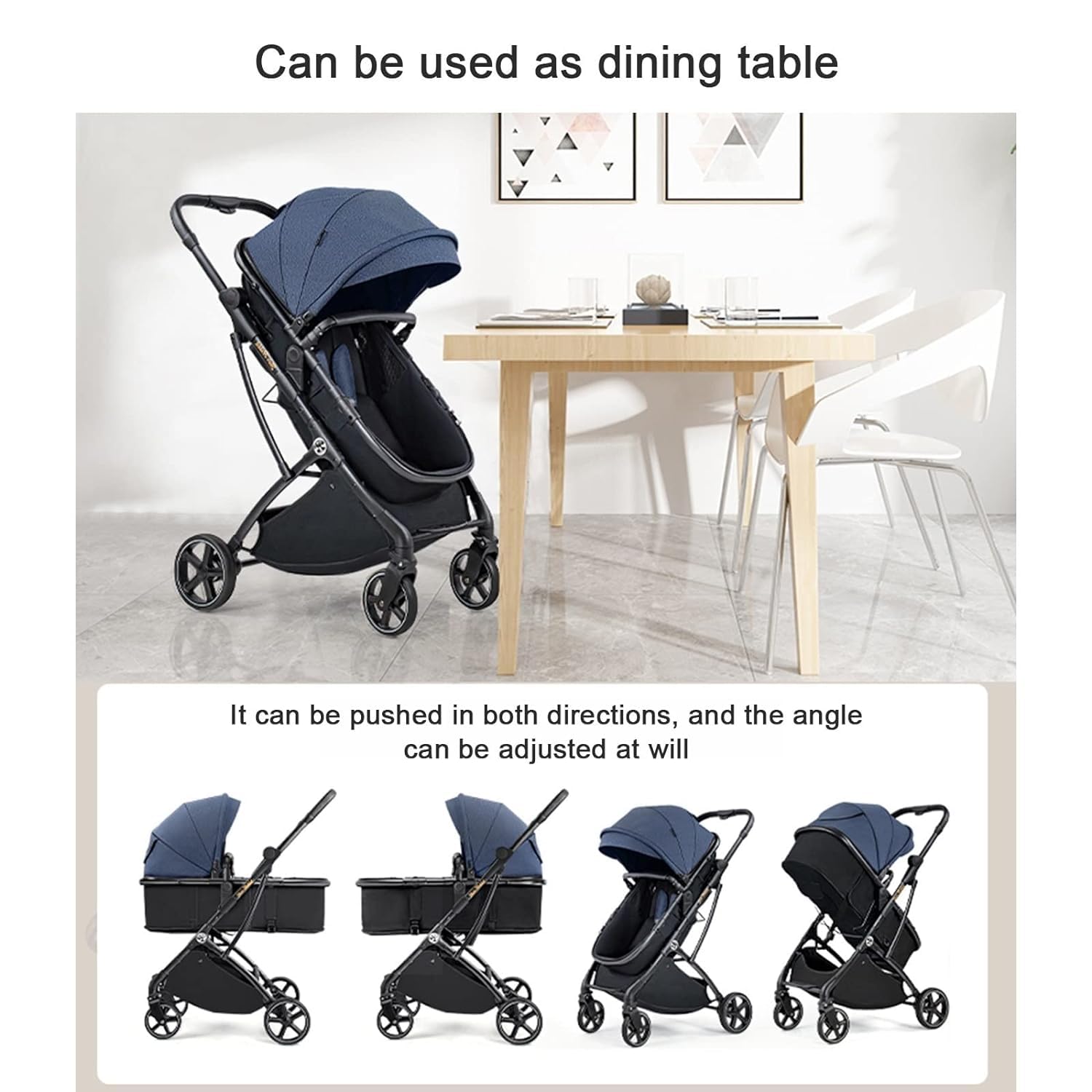 Rieort Poussettes Tandem Pliables en Alliage d'aluminium Poussette jumelle Tout-Terrain Chariot séparable Poussette Grand Espace Poussette Double