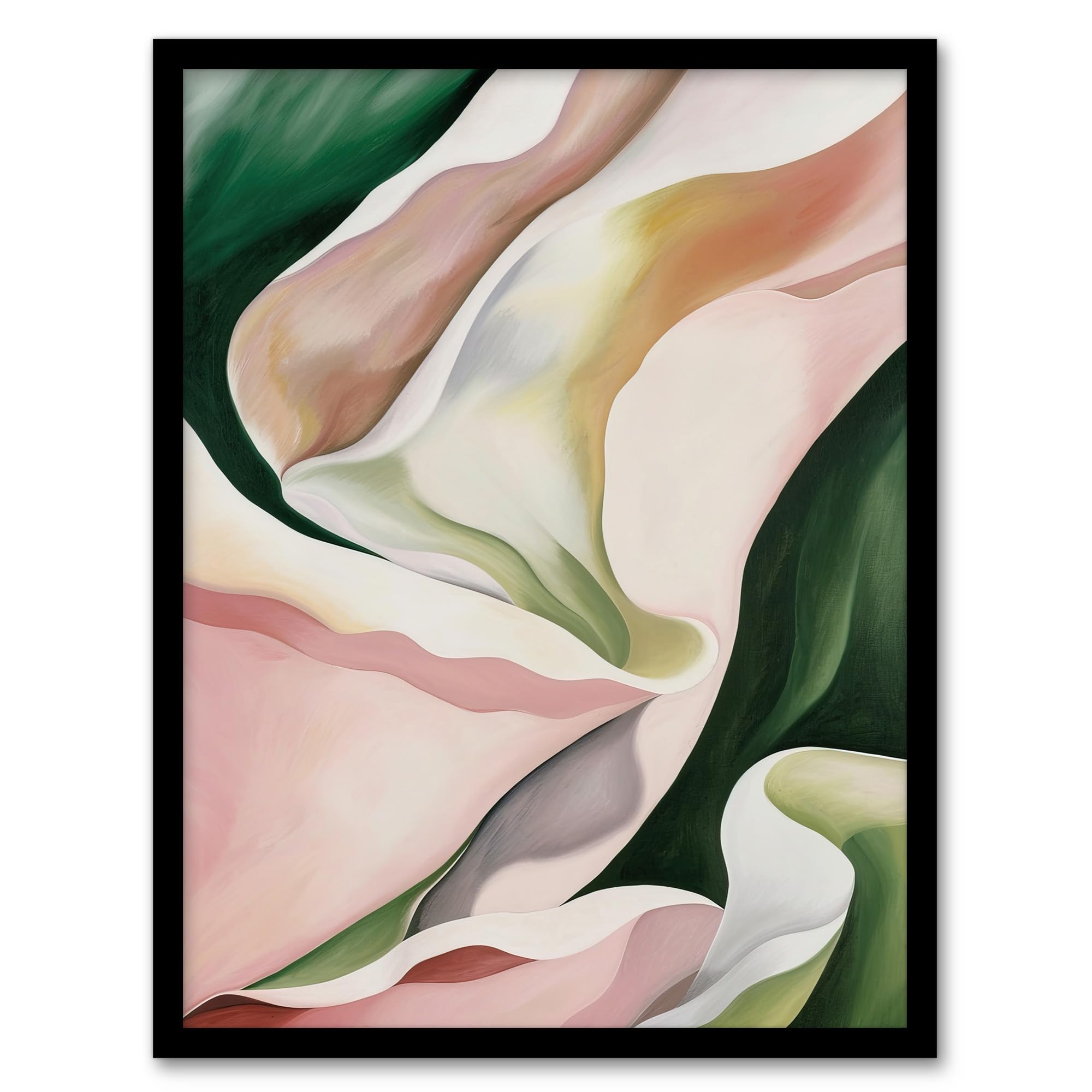 Artery8 Fabric Folds Pink Green Abstract Watercolour Living Room Artwork Framed Wall Art Print 18X24 Inch