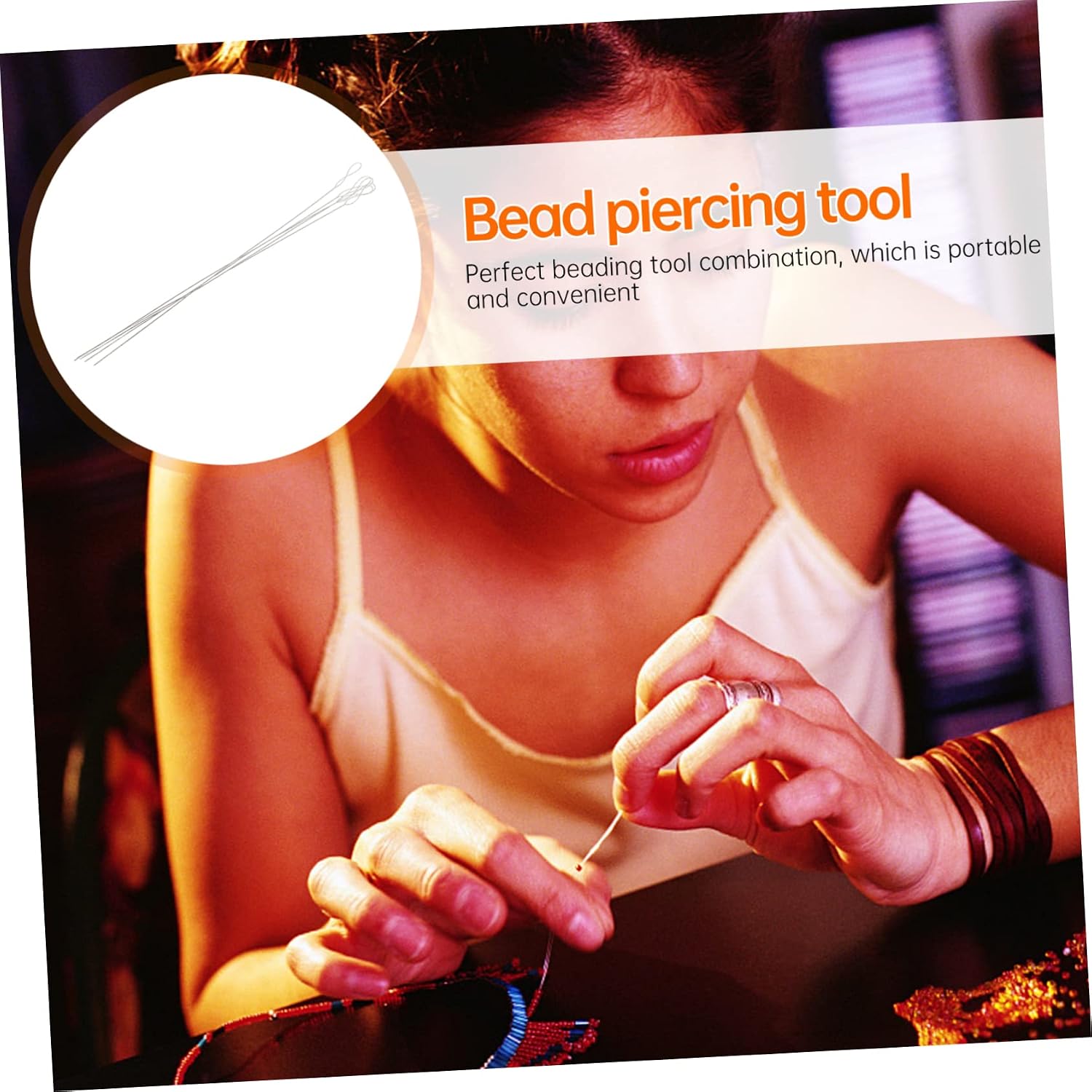 TEHAUX 5pcs Superfine Bead Threading Needles Durable Wire DIY Jewelry Making Tools for Rice Beads Easy Stringing Accessories Craft Needles for Beading