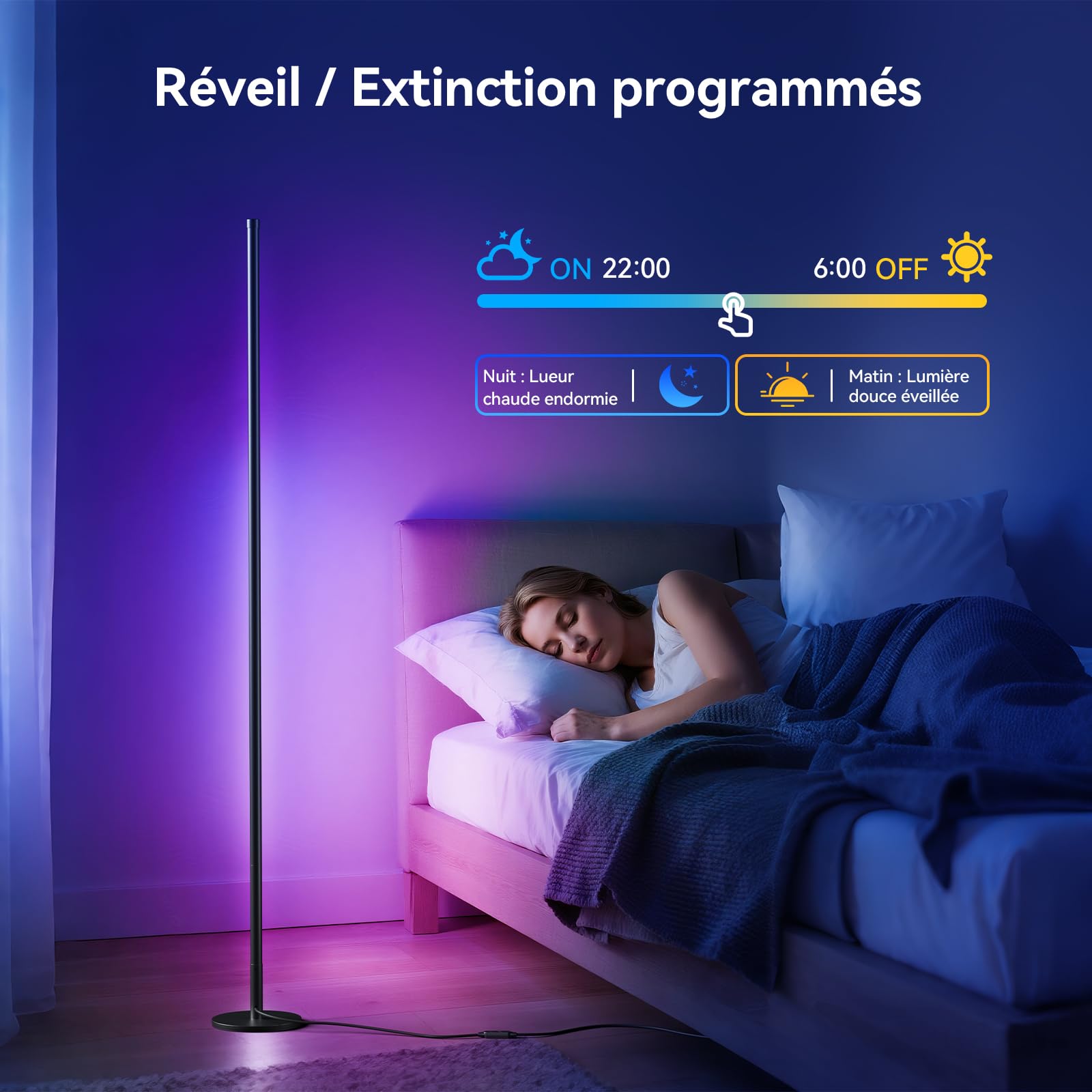 Lampada da terra a LED per soggiorno – 160 cm RGB Piantana Lampada da Terra Dimmerabile con telecomando e app, modalità musica, e Timer e DIY Modalità