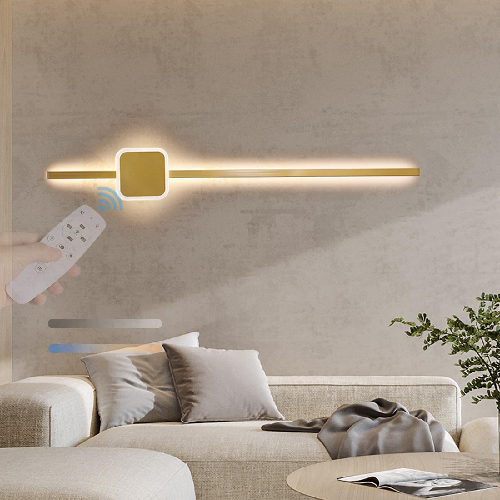 Lámpara de pared interior regulable 2700K-6500K LED dorada 60cm 8