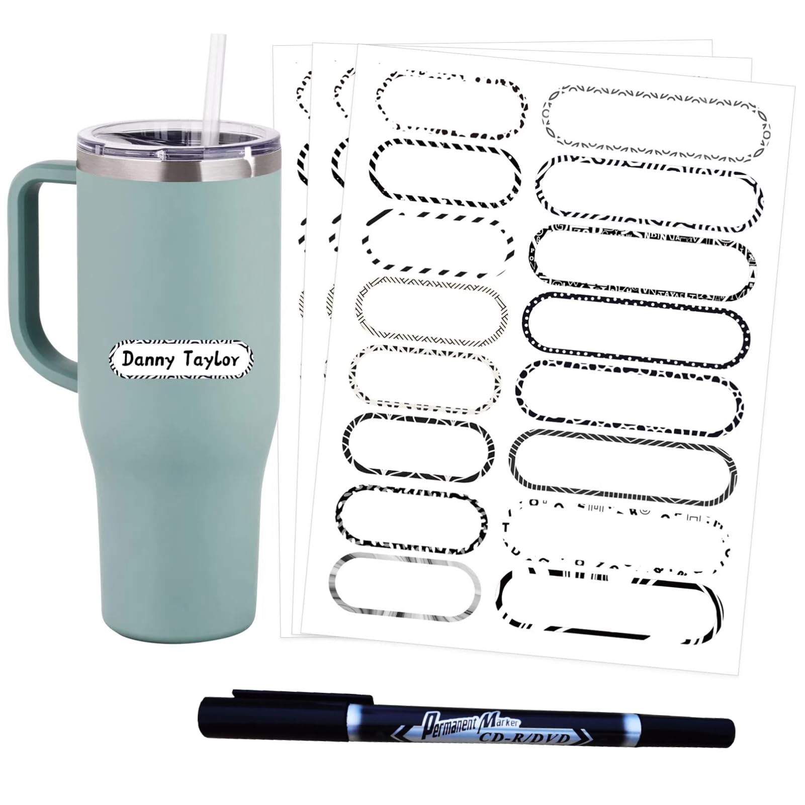 Self-Laminating Waterproof Water Bottle Labels - 320PCS Write-on Name Label Stickers for Baby Daycare, Kids School Supplies and Home Organization