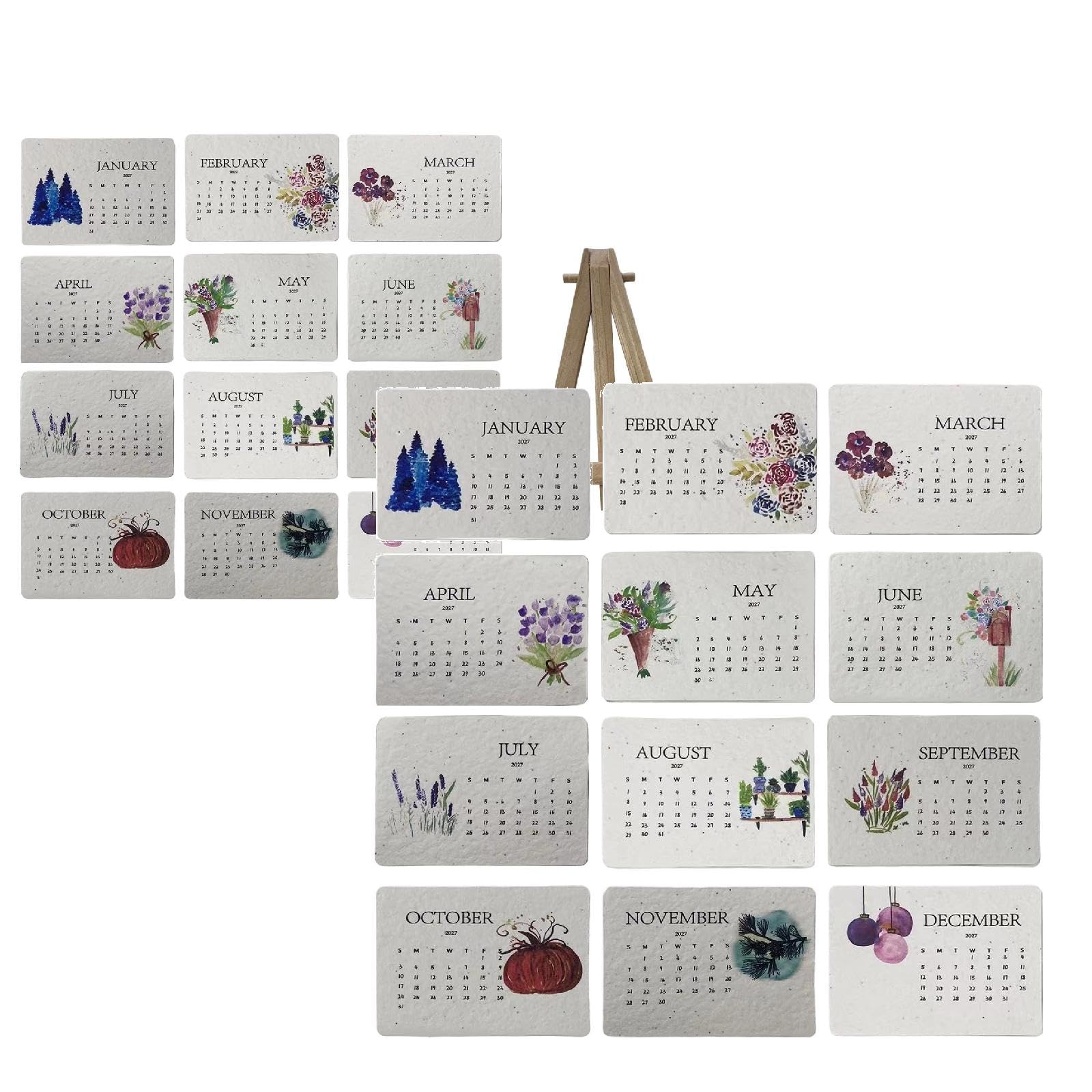 Gardening Journal Seed Calendar 2027 Wildflower Paper Calendar with Stand