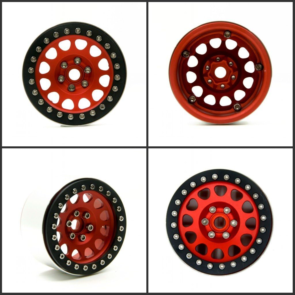 RCLIONS Aluminum Alloy 2.2" Beadlock Wheels/Rims for 1:10th Race Crawler Wraith RC Car -Pack of 4