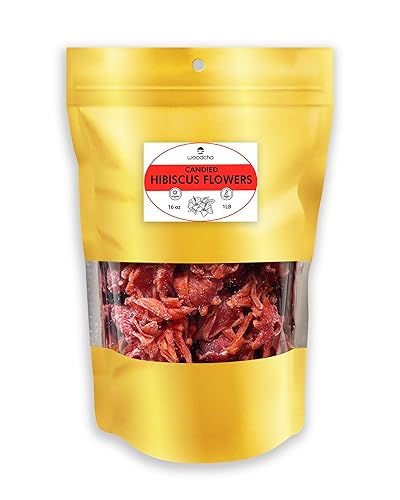 Miniatura 10 de WOODCHA Roselle, hibisco confitado, flores comestibles secas, flores comestibles de hibisco, decoraciones para tartas, alimentos de hibisco, flores