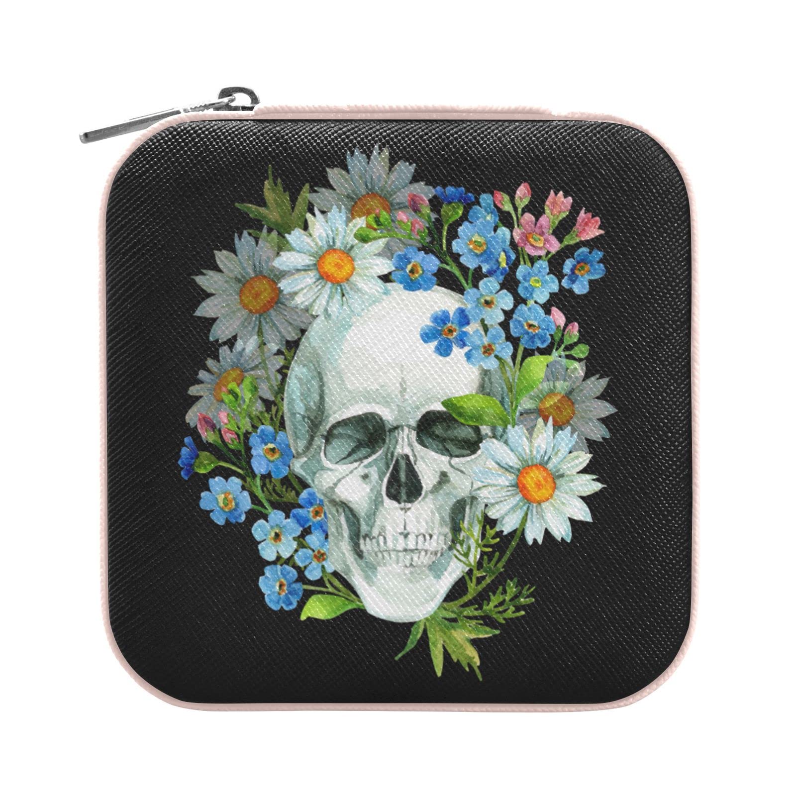GAIREG Organizer Portagioie Da Viaggio In Pelle PU, Stile Tribale Blu, 10x10x5 Cm, Con Scomparti Per Anelli, Orecchini, Collane E Bracciali - 2