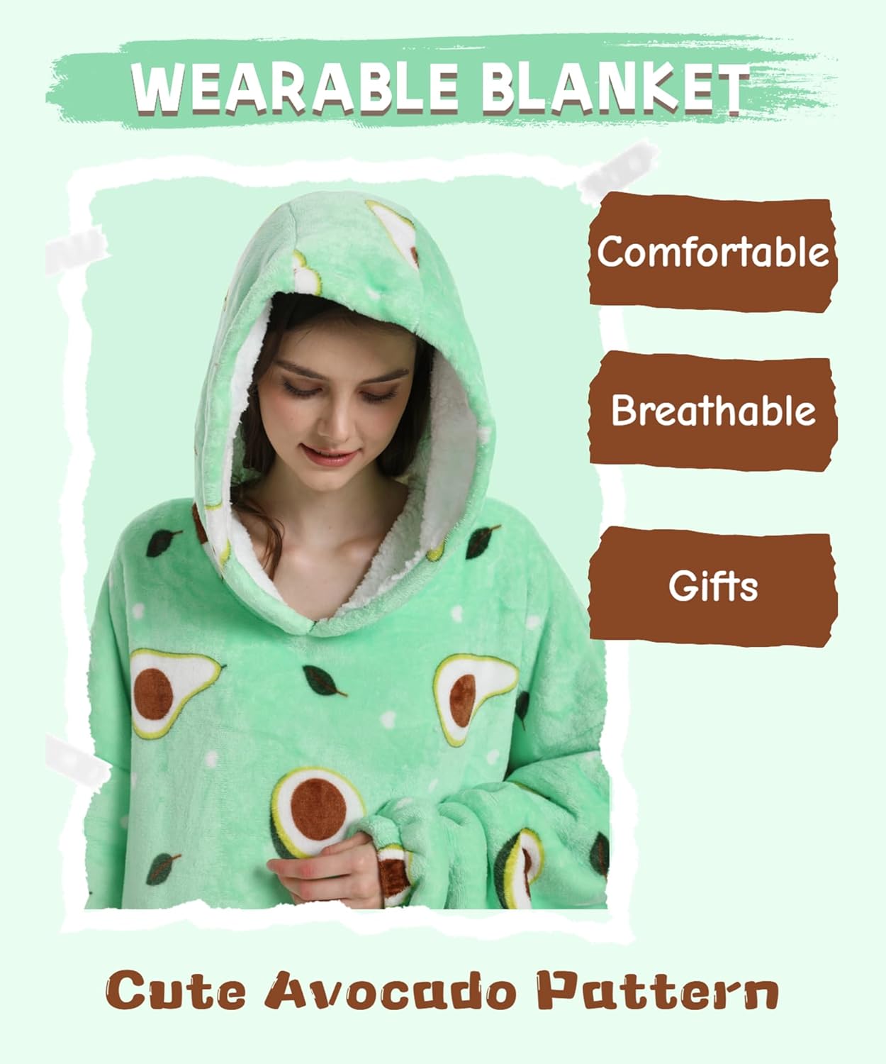 Wearable Blanket Hoodie, Men Women Soft Flannel with oversized Pocket Christmas Halloween Cozy Lounge Wear - Image 2