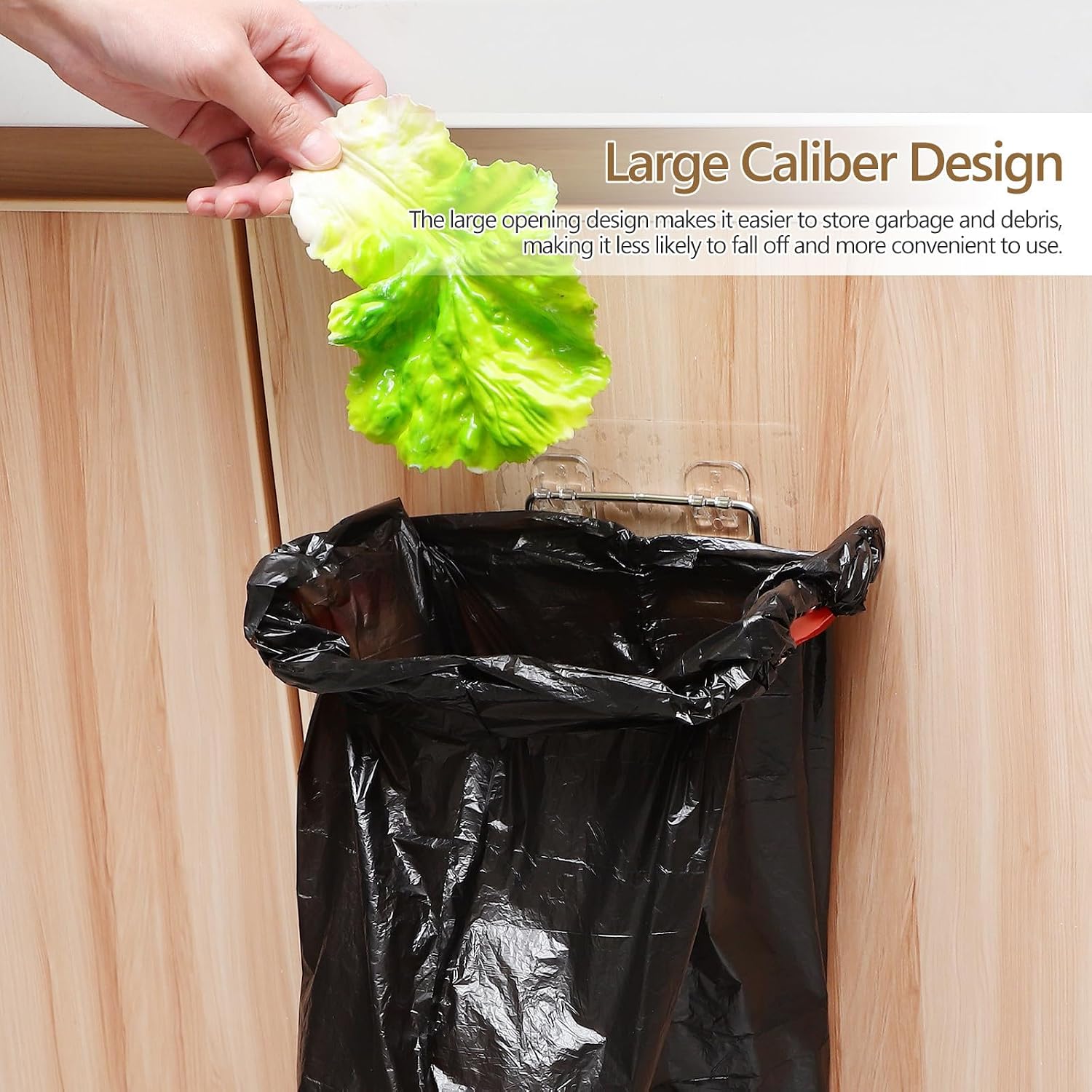 Trash Bag Holder Big Opening for Cabinet Doors, Stainless Steel