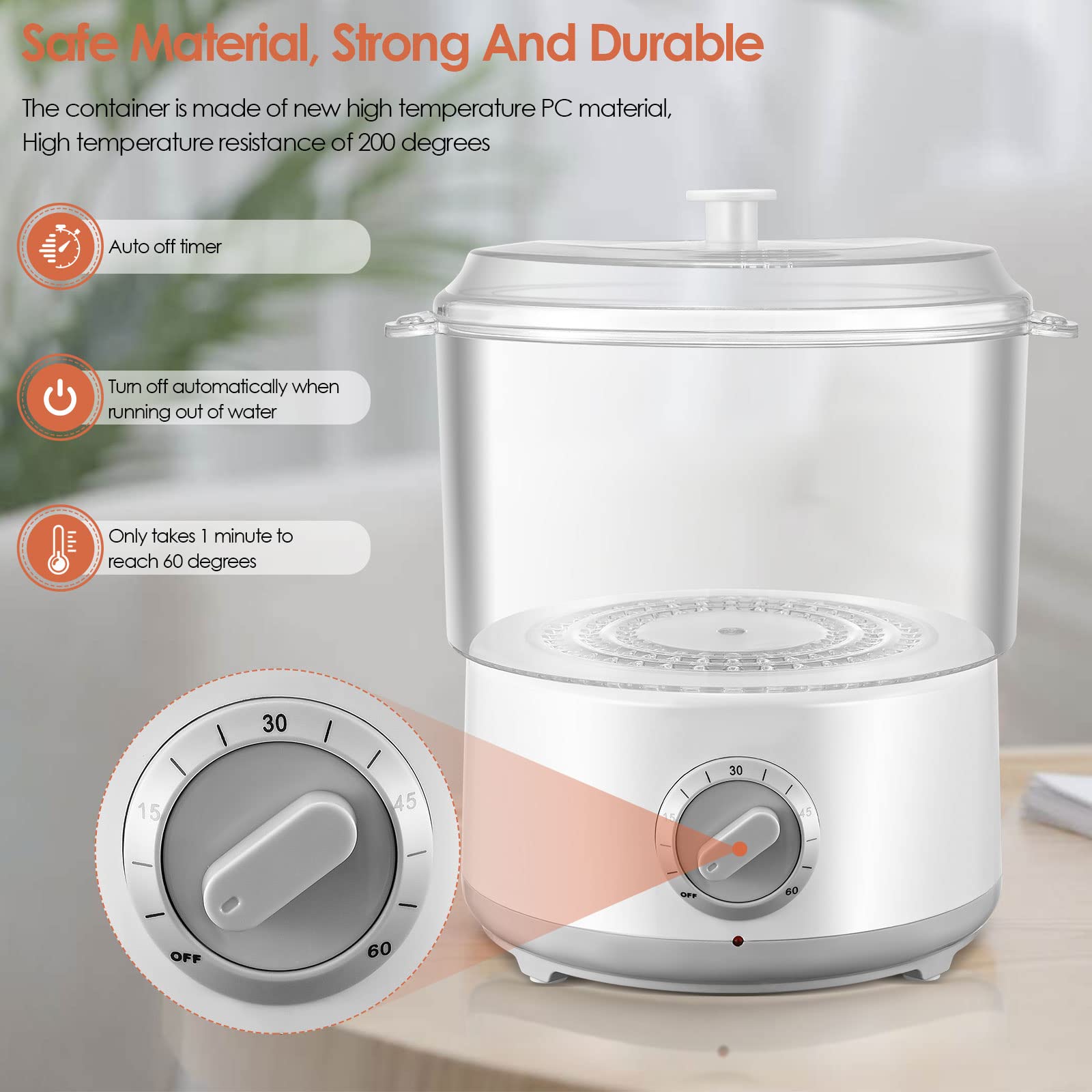 Défroisseur vapeur 60 minutes, minuterie, chauffage vapeur en acier inoxydable 304, chauffe-serviettes multifonction pour salon de beauté, spa, maison, chauffage des pierres de massage et sac