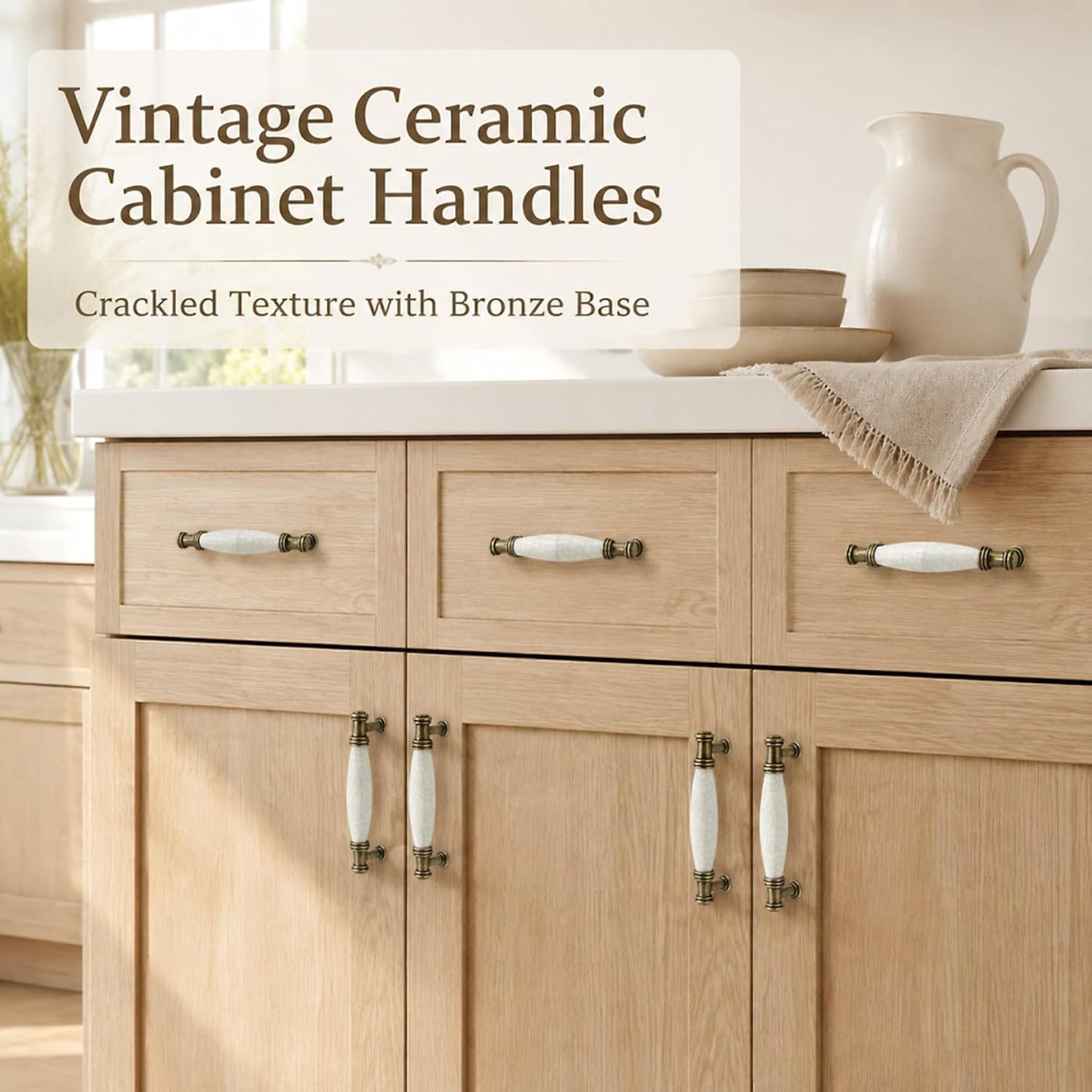Retro Ceramic Cabinet Handle 6Pcs, 5.98 Inches Length & 5.04 Inches Centers image 3