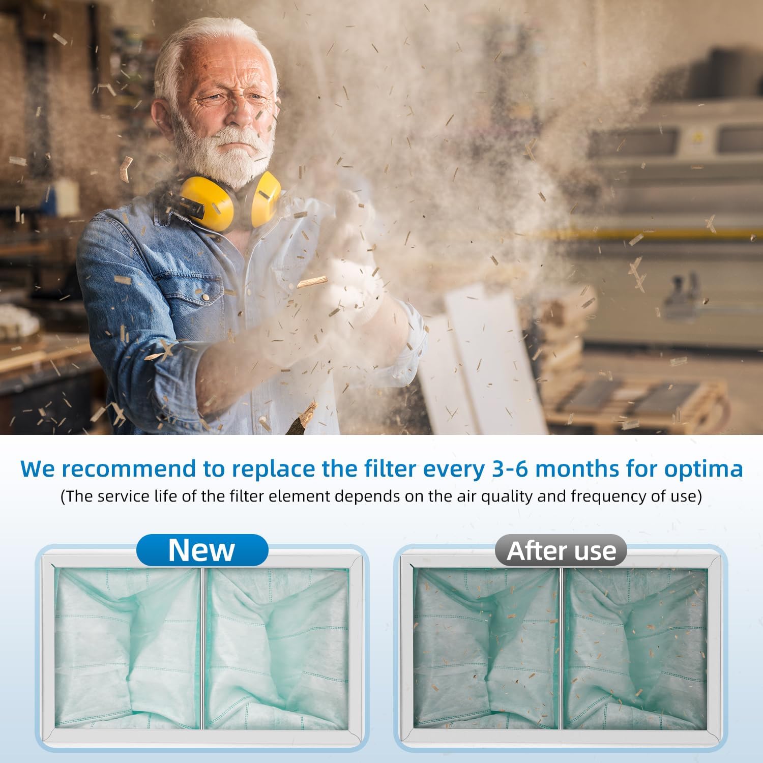 1 Micron Inner Air Filter Compatible with WEN 3410 POWERTEC AF4000/AF4001 Shop Fox W1830 Air Filtration Systems Woodworking, Replacement for WEN 90243-026-2(2 Pack)