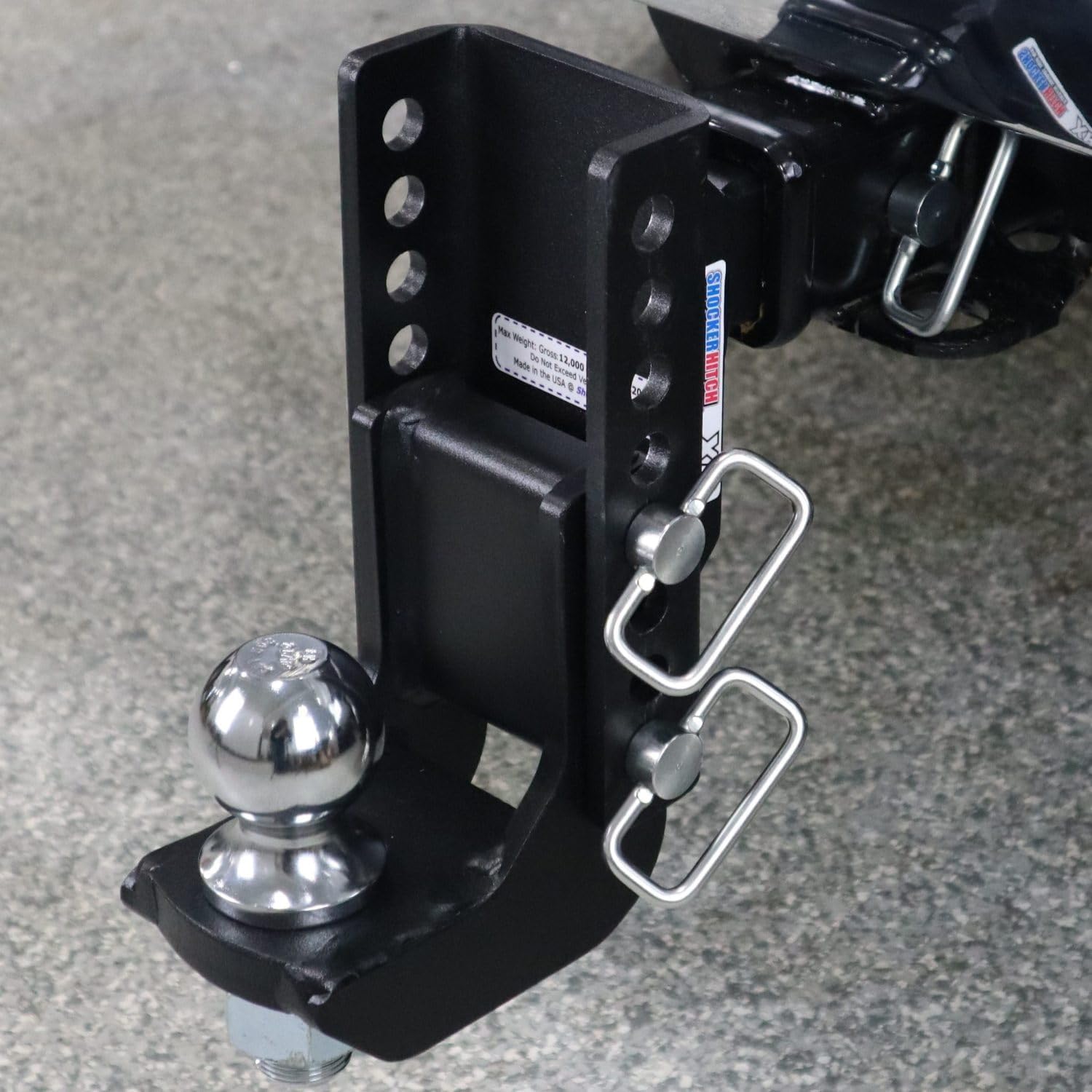 Shocker XR Adjustable Drop Hitch, Fits 2" Hitch Has 2" Ball 0-7-1/2" Drop