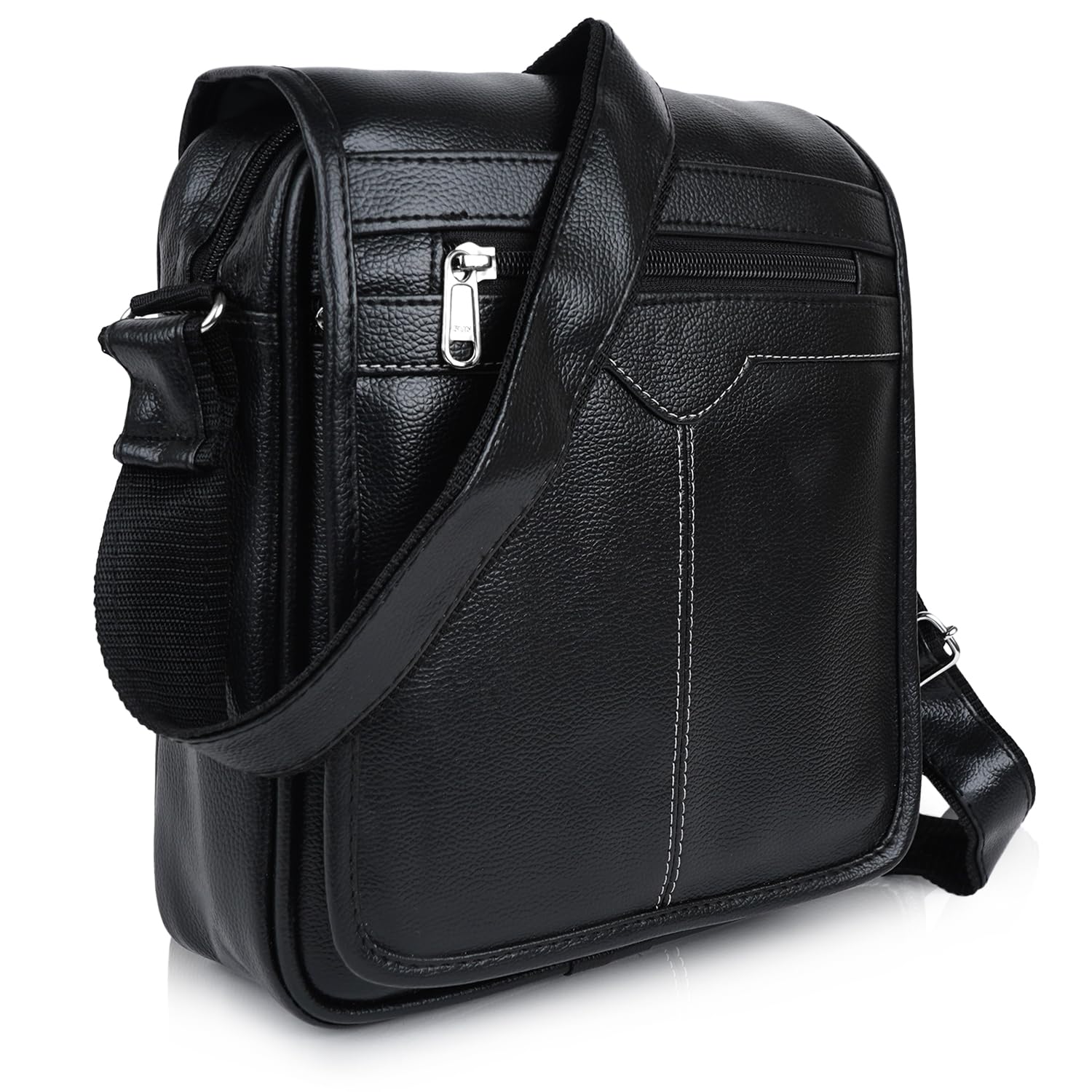 Martucci Black PU Leather Sling Bag – 5L Stylish Unisex Crossbody, Travel, Office & Messenger Bag with Adjustable Strap