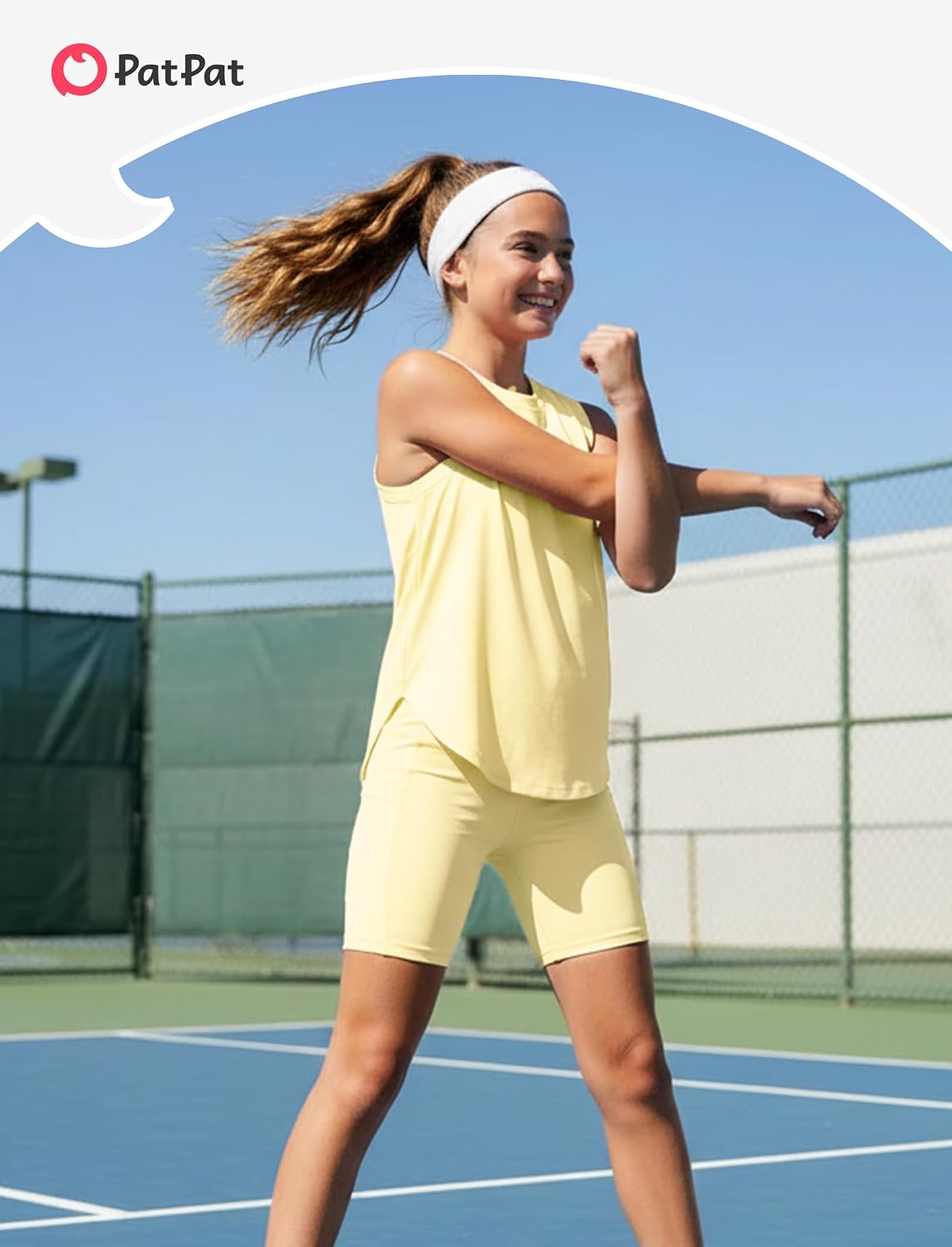 PATPAT Girls Workout 2 Piece Outfits 6-14 Years Tank Tops and Biker Shorts Athletic Sets Activewear