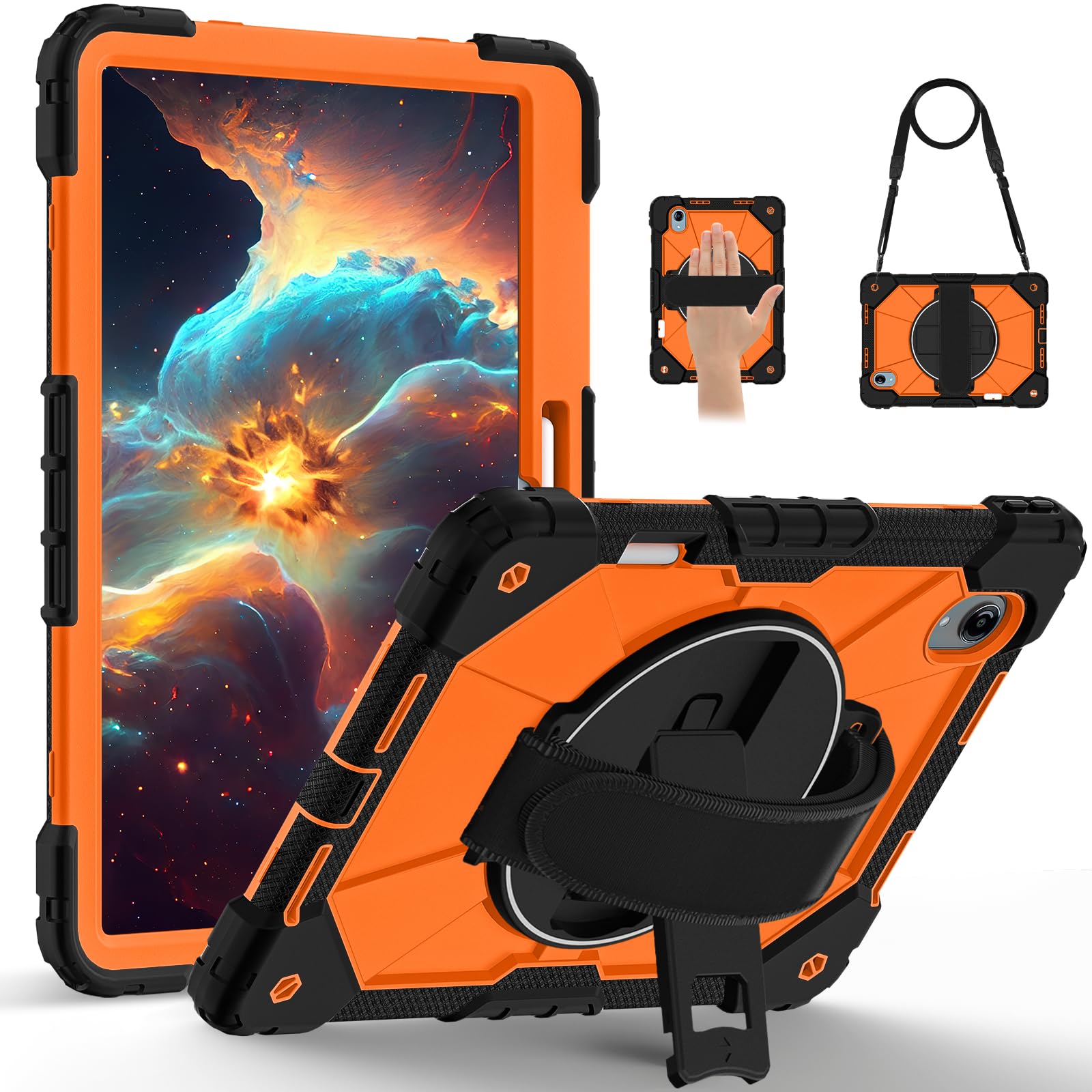 Compatibile con Lenovo Xiaoxin Pad Pro GT 13 (2026) TB378FC 13" custodia protettiva antiurto con supporto/portamatite, resistente copertura in TPU con tracolla da polso (arancione)