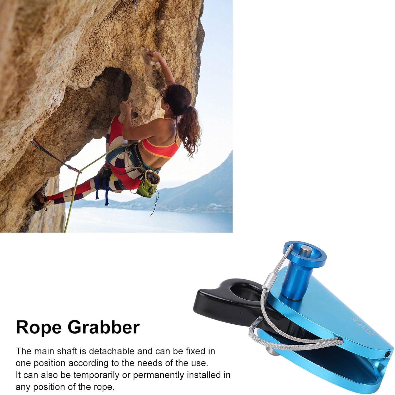 Topyond Rope Grab, Grabber Climbing Rope, Self-Locking Climbing Descender for Rock Climbing and Fall Protection in Construction