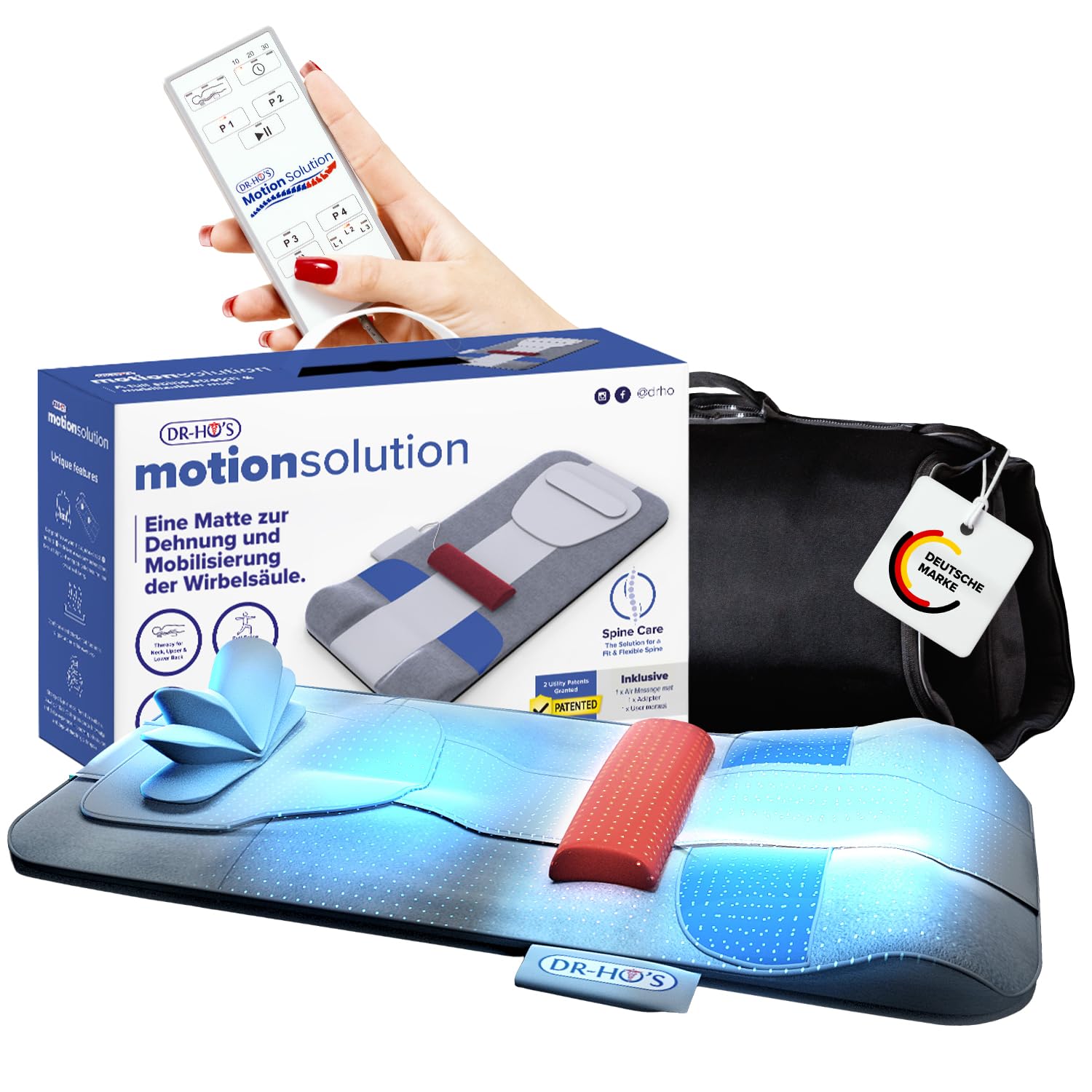 DR. HO’S MotionSolution® Mat | Massage Matte für Wirbelsäulenpflege mit Wärmefunktion | Massagematte für Rücken, Nacken & Hüfte | Faltbare Vibrationsmatte | Massageauflage individuell einstellbar