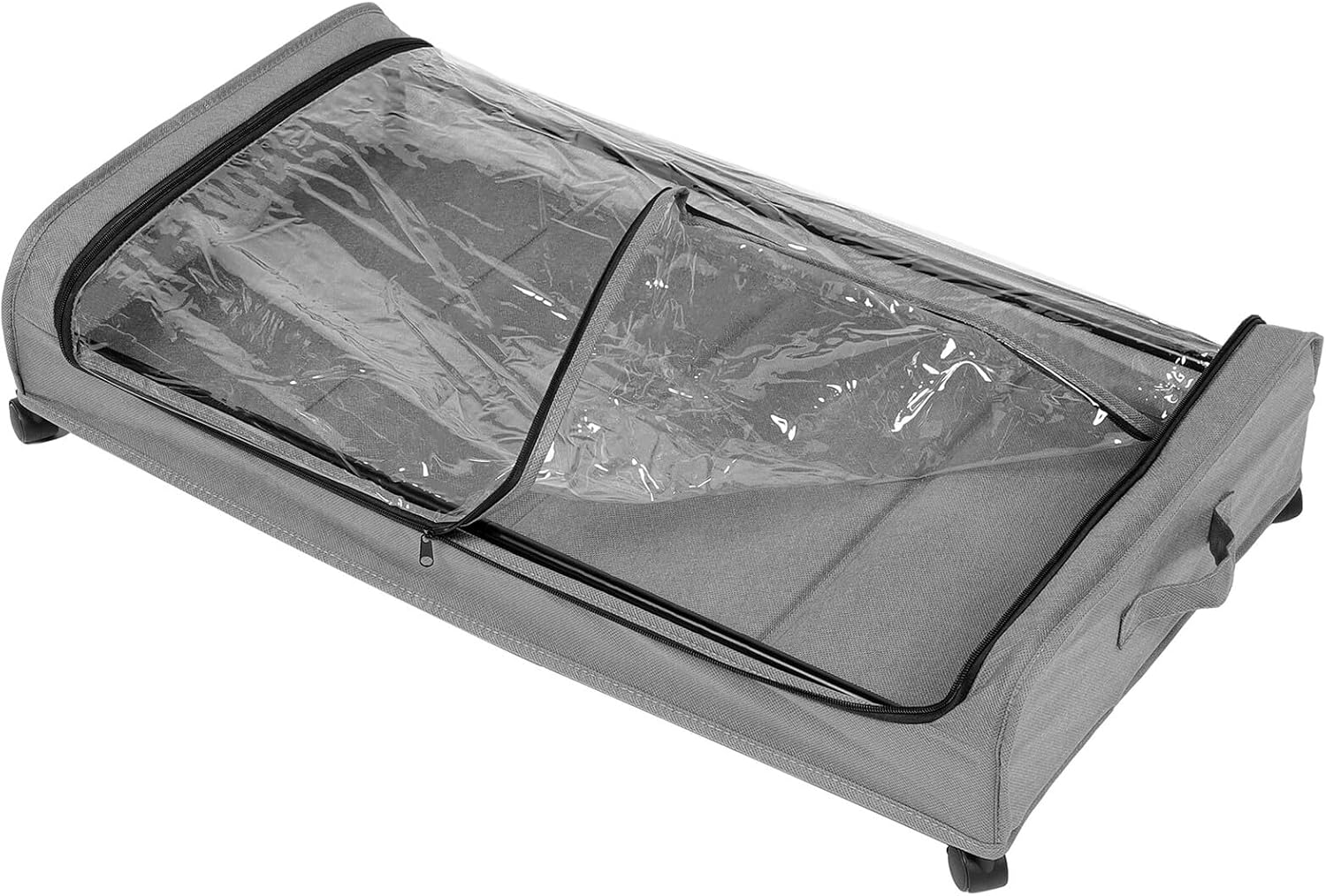 BESPORTBLE Bed Clothes Storage Drawer with Wheels, Metal Rolling Organizer with Lid and Fabric Base, Grey Underbed Storage for Clothes, Shoes, and Bedroom Organization