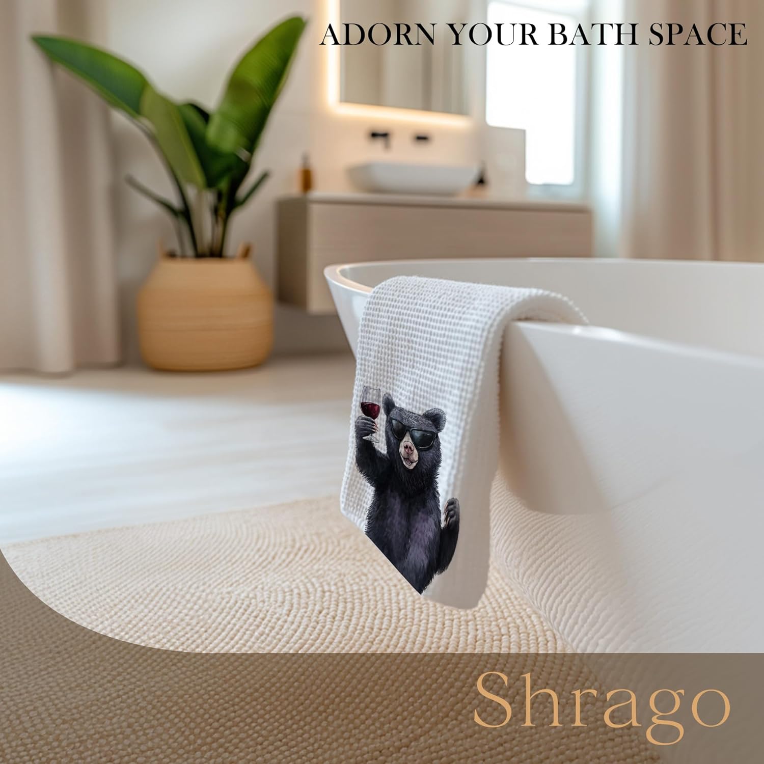 Funny Black Bear Wine Kitchen Towels, Bear Gifts for Women Men Dish Tea Towels for Kitchen Bar Cart, Gifts for Wine Lovers Decorative Hand Towel, 16x24 Inch - Image 6