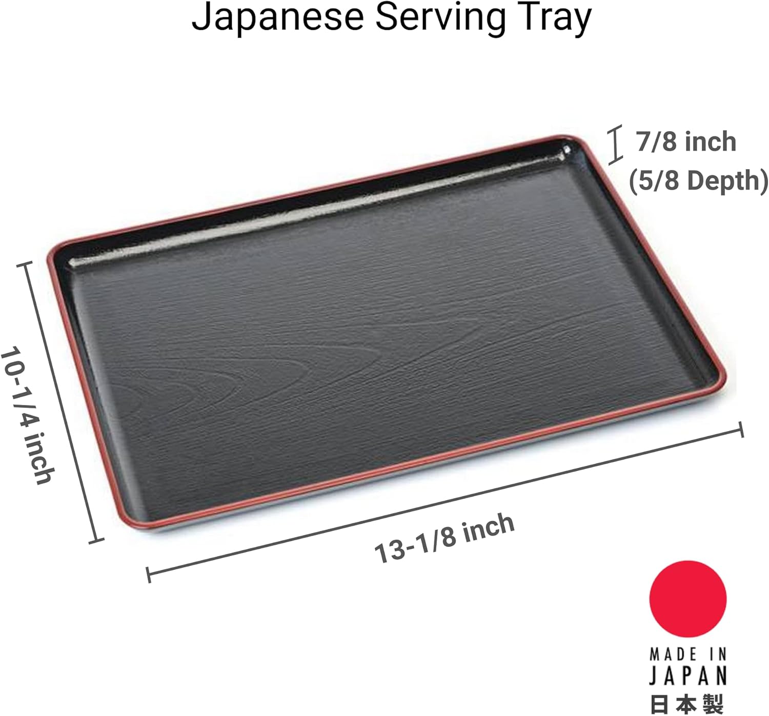 JapanBargain, 4-Pack Japanese Lacquered Plastic Serving Trays, Versatile Tray for Bento, Dinner, Tea, Coffee Table, Ottoman, TV, and Butler Use, Black and Red Color, Made in Japan, 13.25"x10" - Image 3
