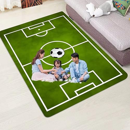 Miniatura 5 de Alfombra de fútbol infantil para dormitorio de niños, alfombra de área de juegos para habitaciones de niños, alfombra de baloncesto antideslizante