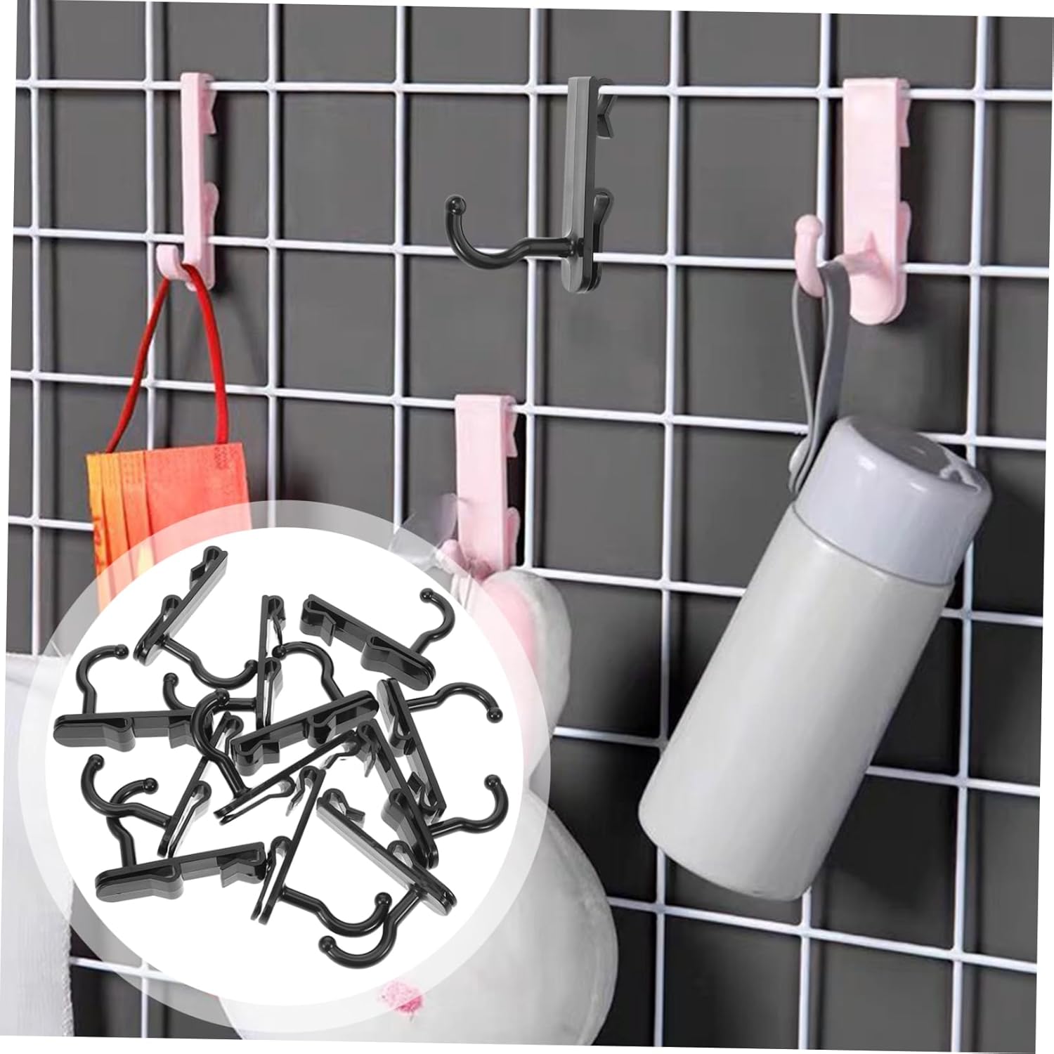 DOITOOL 72pcs Plastic Grid Wall Hooks Multi-use Hanging Hangers for Organizing and Displaying Pictures Artwork and Accessories Easy to Install Heavy Duty Hooks for Use