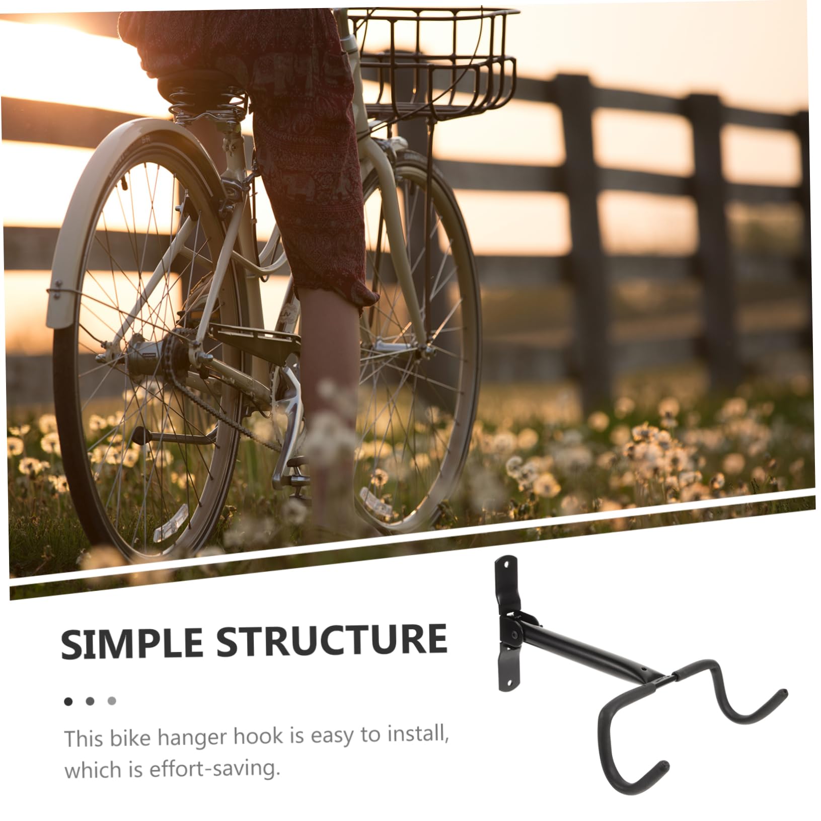 PRETYZOOM Bike Wall Mount Hanger Space Saving Bicycle Storage for Garage and Hook for Step Through Style Bikes Easy to Install Finish