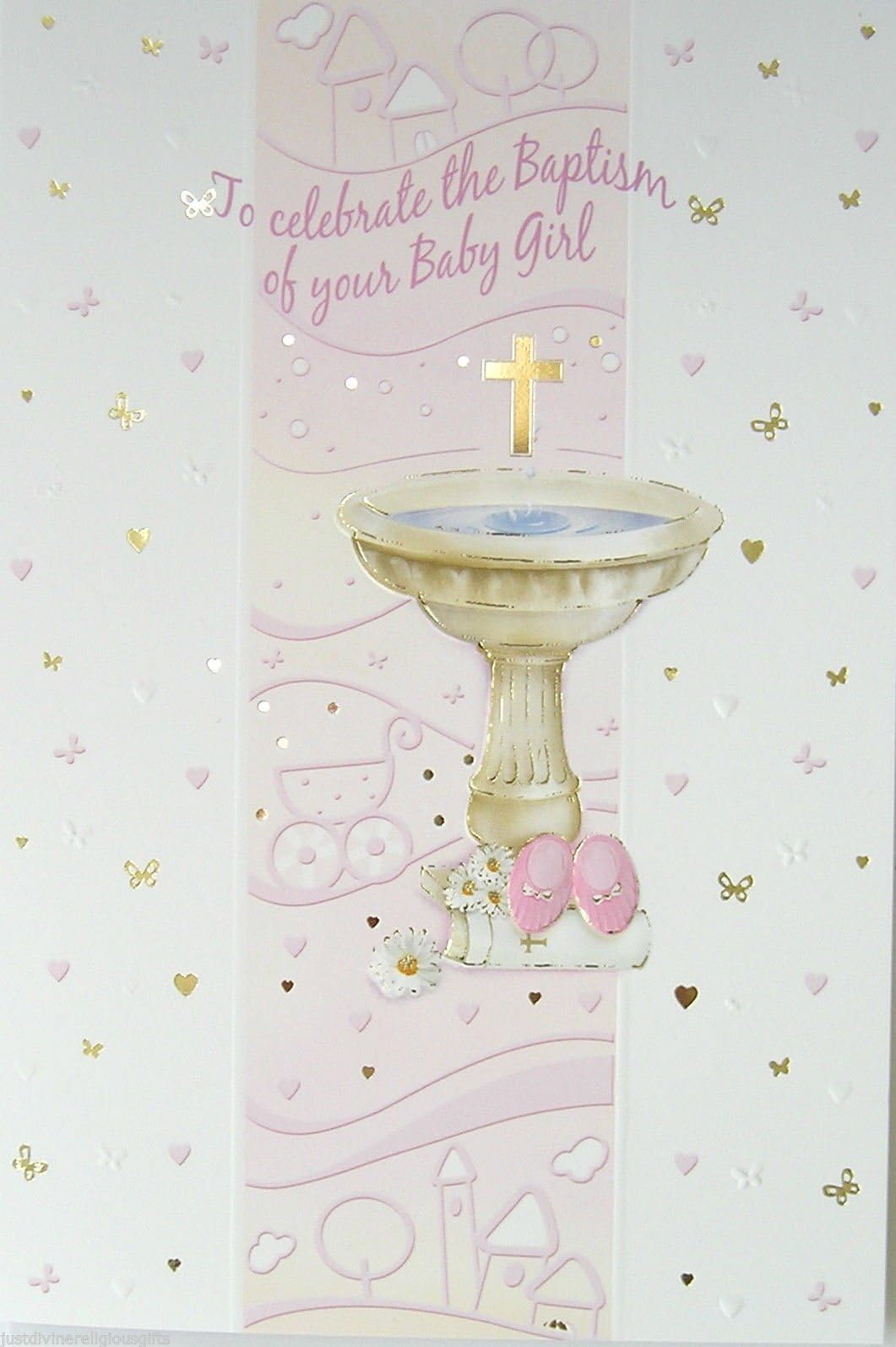 Baptism Just Diivine GiftsTo Celebrate the Baptism of your Baby Girl Card - Christening SIZE 17.5 x 11.5cm