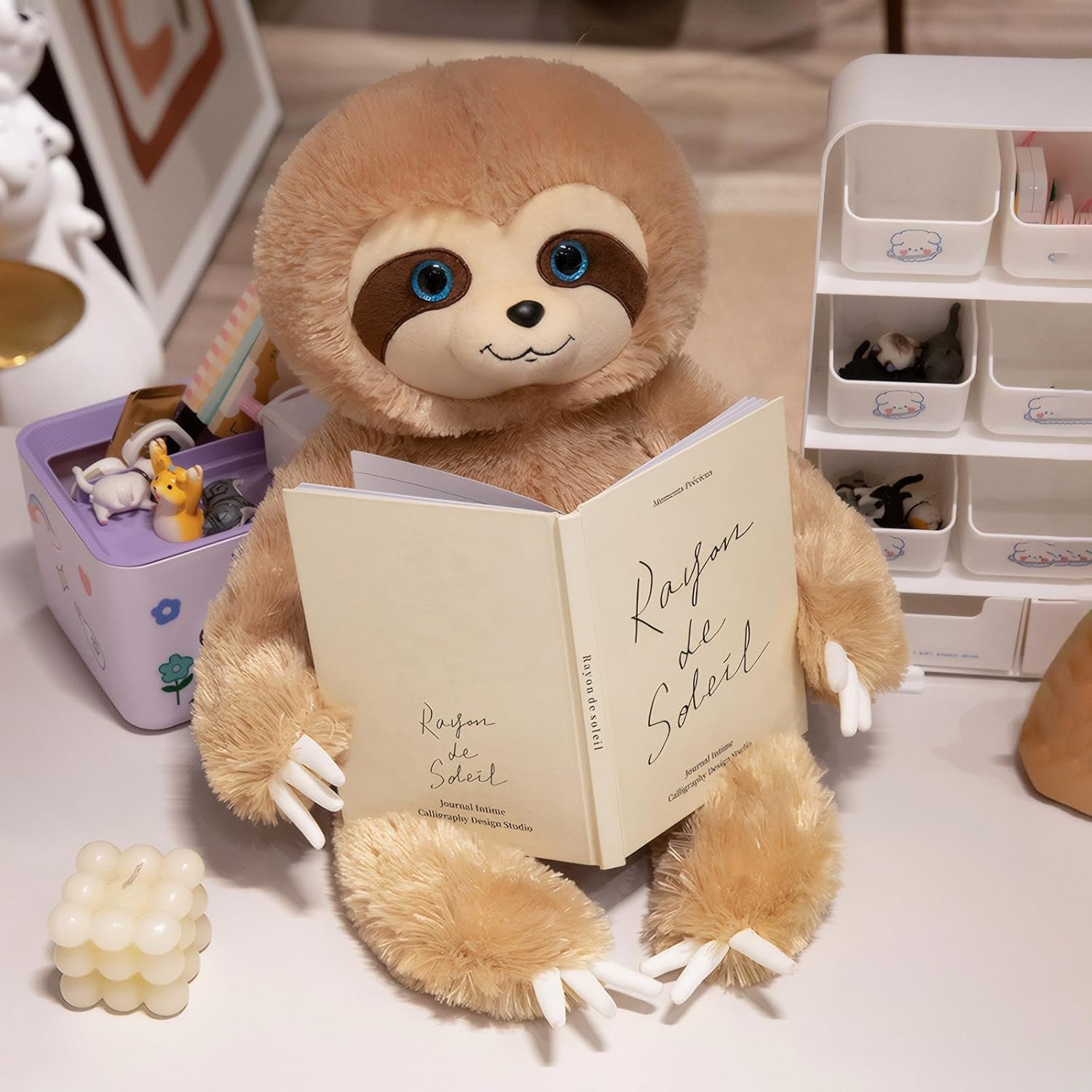 Sloth Stuffed Animal Plush Toy Realistic Sloth Large Cute Soft Cuddly Toys Fluffy Plushy Plushie Dolls Huggable Pillow Cushion Birthday Party Gifts for Girls Boys Kids Teens Adults, 20.8Inches