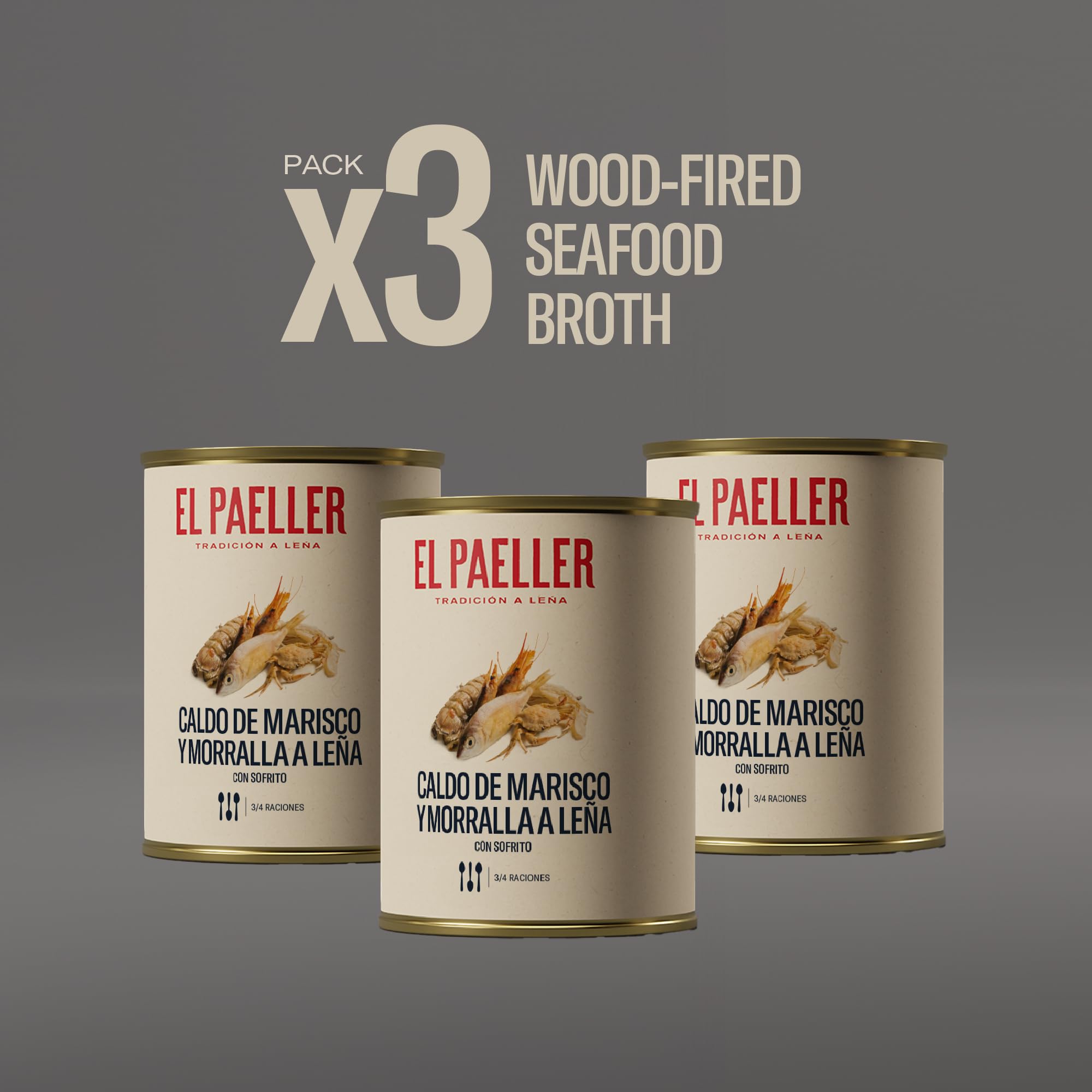 EL PAELLER - Brodo di Pesce | Cotto a Legna con Ingredienti 100% Naturali | Perfetto per Paellas, Risotti e Stufati | Confezione da 3 unità, 3L | Senza Conservanti