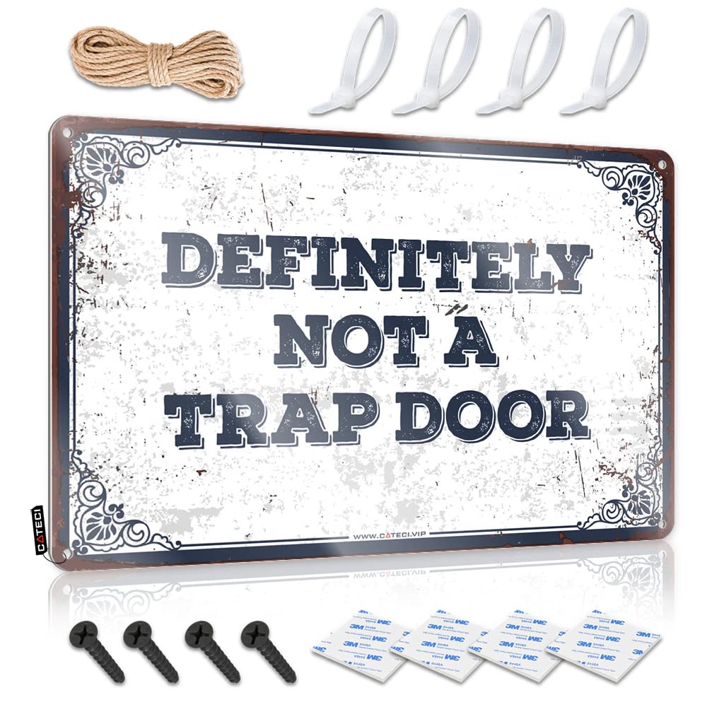 Premium Tin Metal Decor, Retro Room Decor Soft Area Definitely Not A Trap Door | Farmhouse Clearance Decor(30X40CM)
