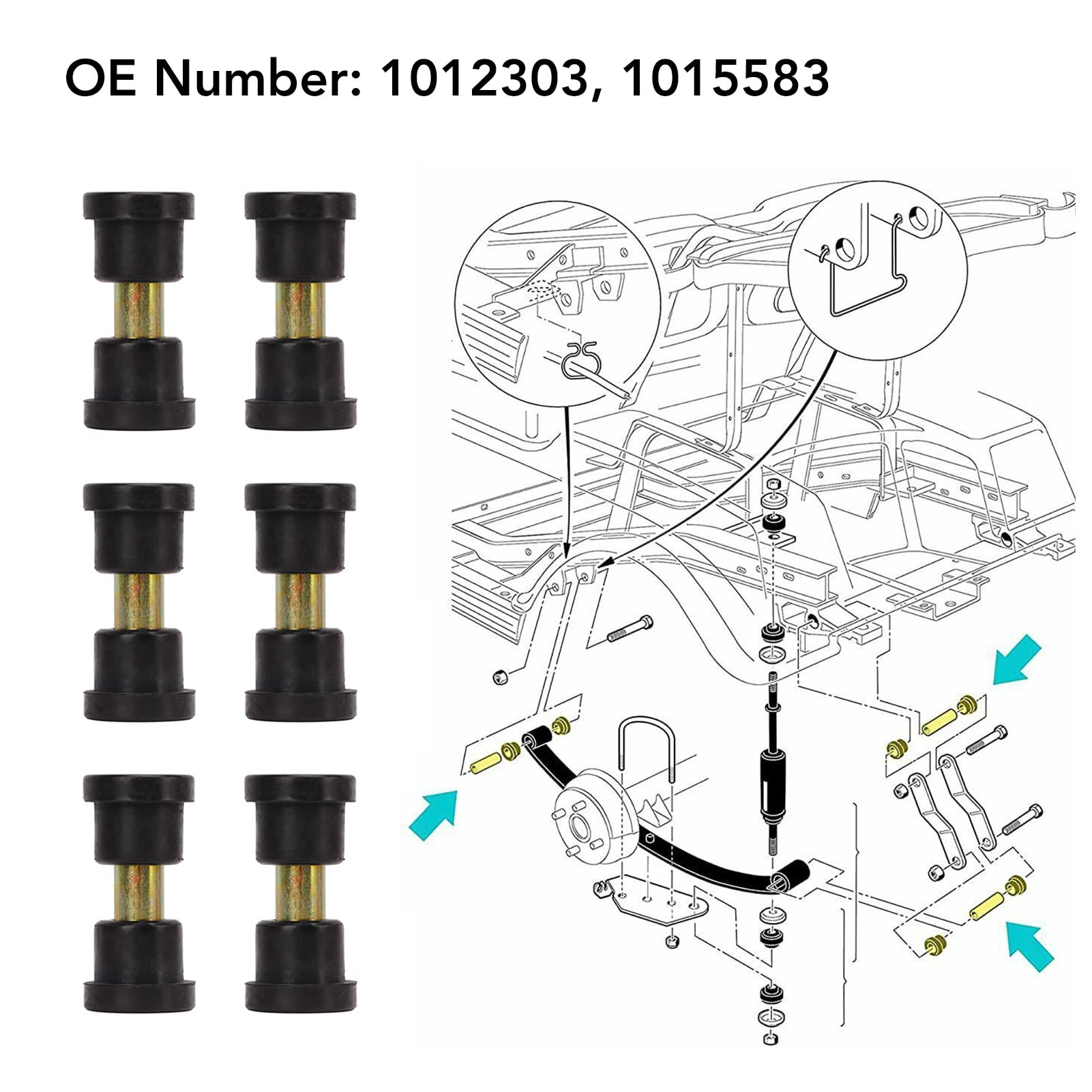 CHICIRIS Kit Boccola Sospensione Posteriore, Ricambio Durevole Molla a Balestra, Set Manicotto per Veicoli Ricreazionali Golf Cart e Strutture Esterne