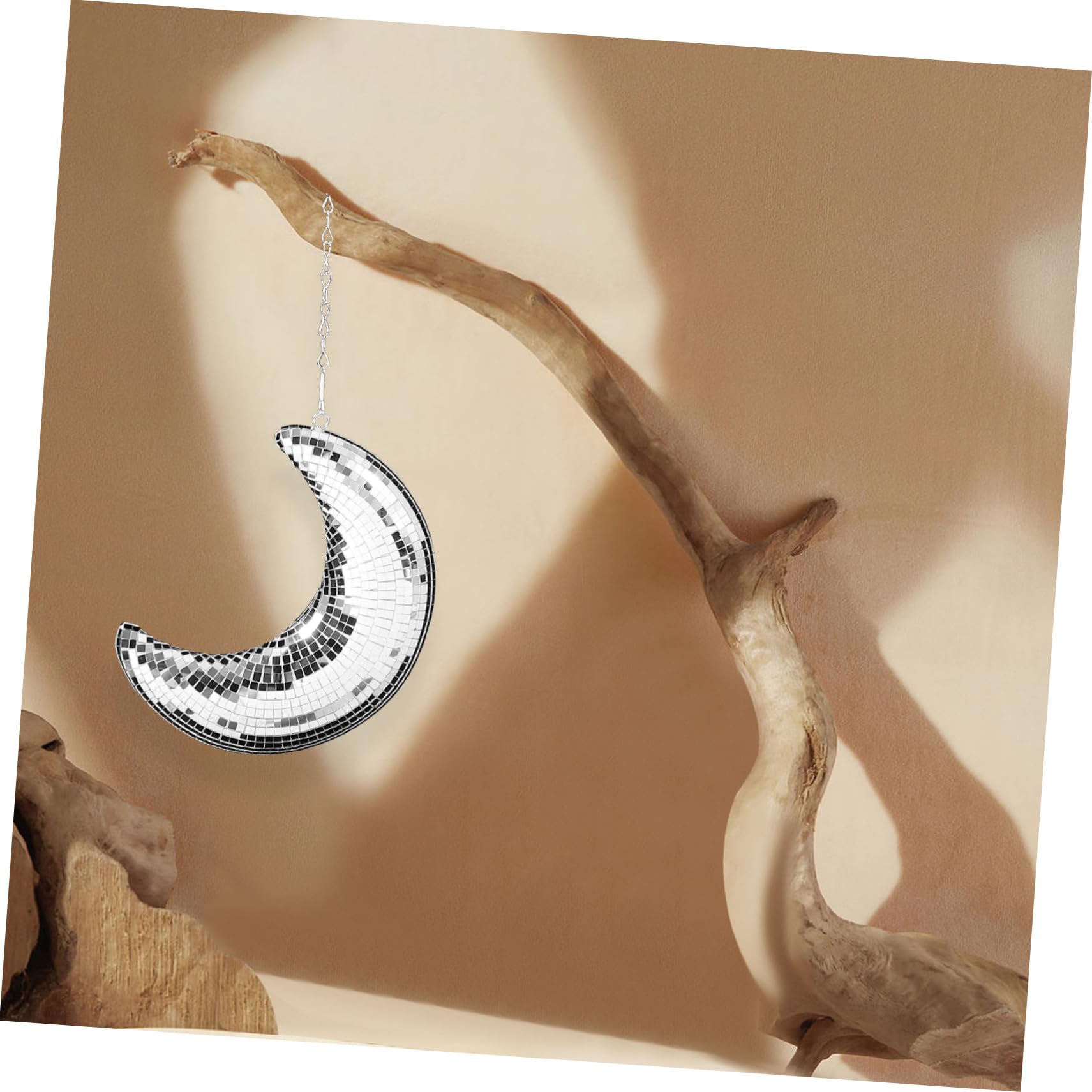 Alipis 4 Pièces Pendentif Lune Miroir Boules Disco Suspendues Décor Suspendu De Décor en Forme De Lune Boules à Facettes Décoration De Fête Décor De La Mousse Silver