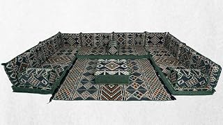 Corner Floor Sofa Seating,Floor Cushions,Green Arabic Majlis,U Shaped Arabic Sofa Set,Floor Pillows,Oriental Floor Seating,Arabic Jalsa