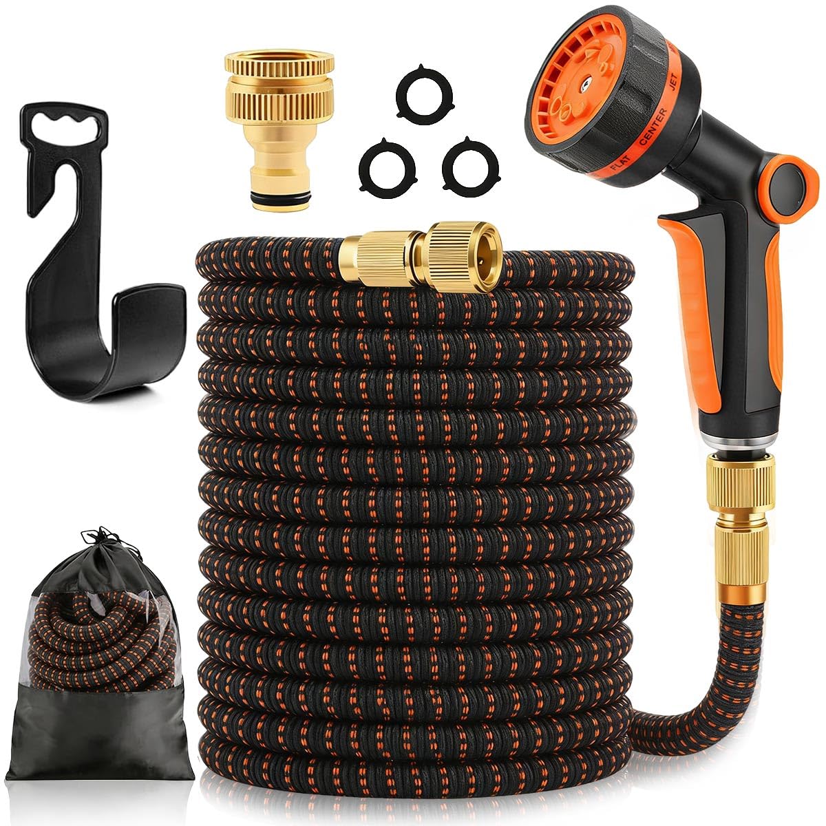 Tuyau d'Arrosage Extensible 30M/100Ft, Tuyau de Jardin Flexible Retractable avec 10 Modes d'Arrosage, Convient aux Robinets de 1/2" et 3/4" Raccords, pour Irrigation, Nettoyage, Lavage de Voiture