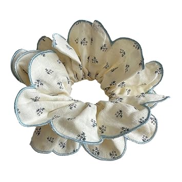 Guojiang Blue Floral Hair Ties, Scrunchies - 1 Count, Unisex, Cloth Blend, Scrunchie