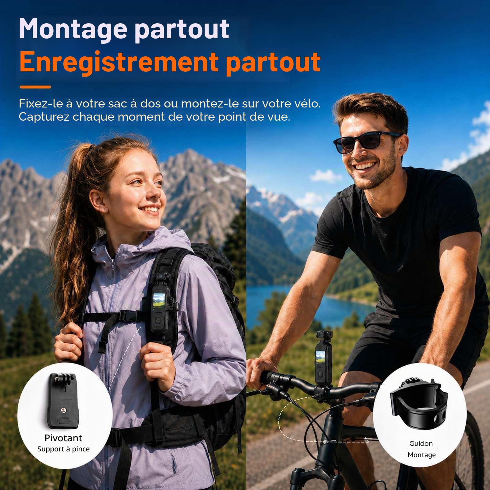 Caméra de vlogging avec Objectif Rotatif à 270°, caméra de Poche avec Enregistrement Audio et vidéo, Batterie de 14 Heures, caméras POV Portables avec 32 Go, Enregistrement Facile à Un Seul