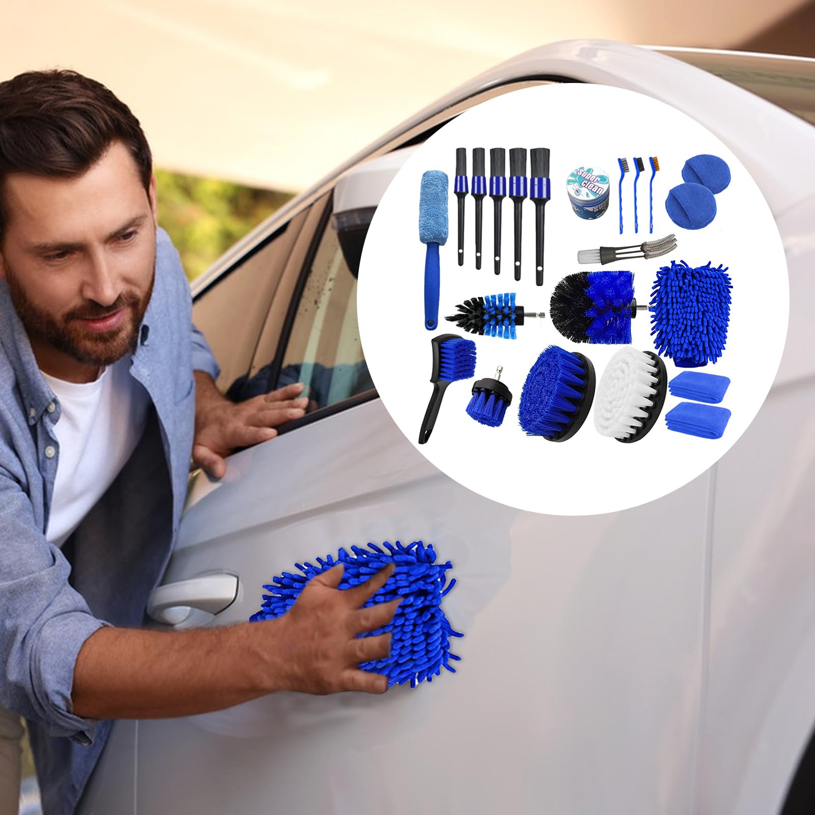 Kit di pulizia degli interni 'auto, kit di pulizia del lavaggio automatico | Strumento detergente per il parabrezza per la pulizia 'esterno interno autom