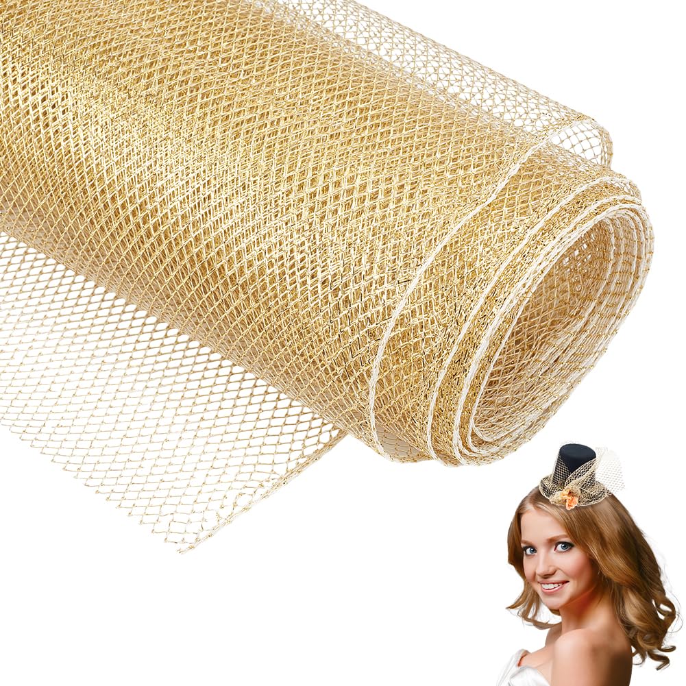 NBEADS 3 Yard Net Mesh Fabric, 150cm Hard Fish Net Fabric Slightly Stretchy Cloth Hollow Net Material for Netting Sewing Clothes DIY Decoration, Pale Goldenrod