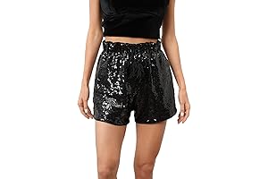 Women's Black Sequin Shorts: Shimmering Nighttime Glamour