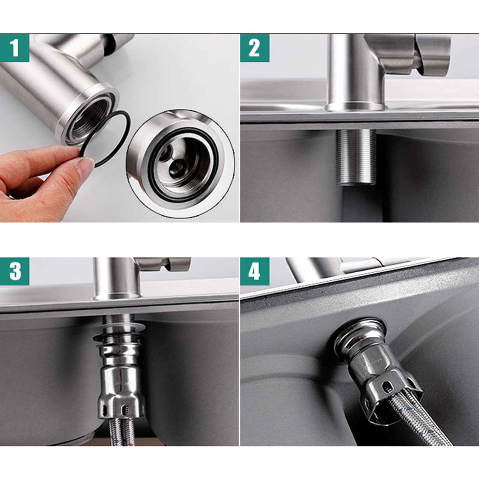 Grifo Lavabo en Cascada Fregadero de Un Solo Orificio de Agua Fría Y Caliente de Acero Inoxidable Grifo de Lavabo Giratorio de 360° Monomando Negro + Dorado Alto Grifo de Lavabo para Baño
