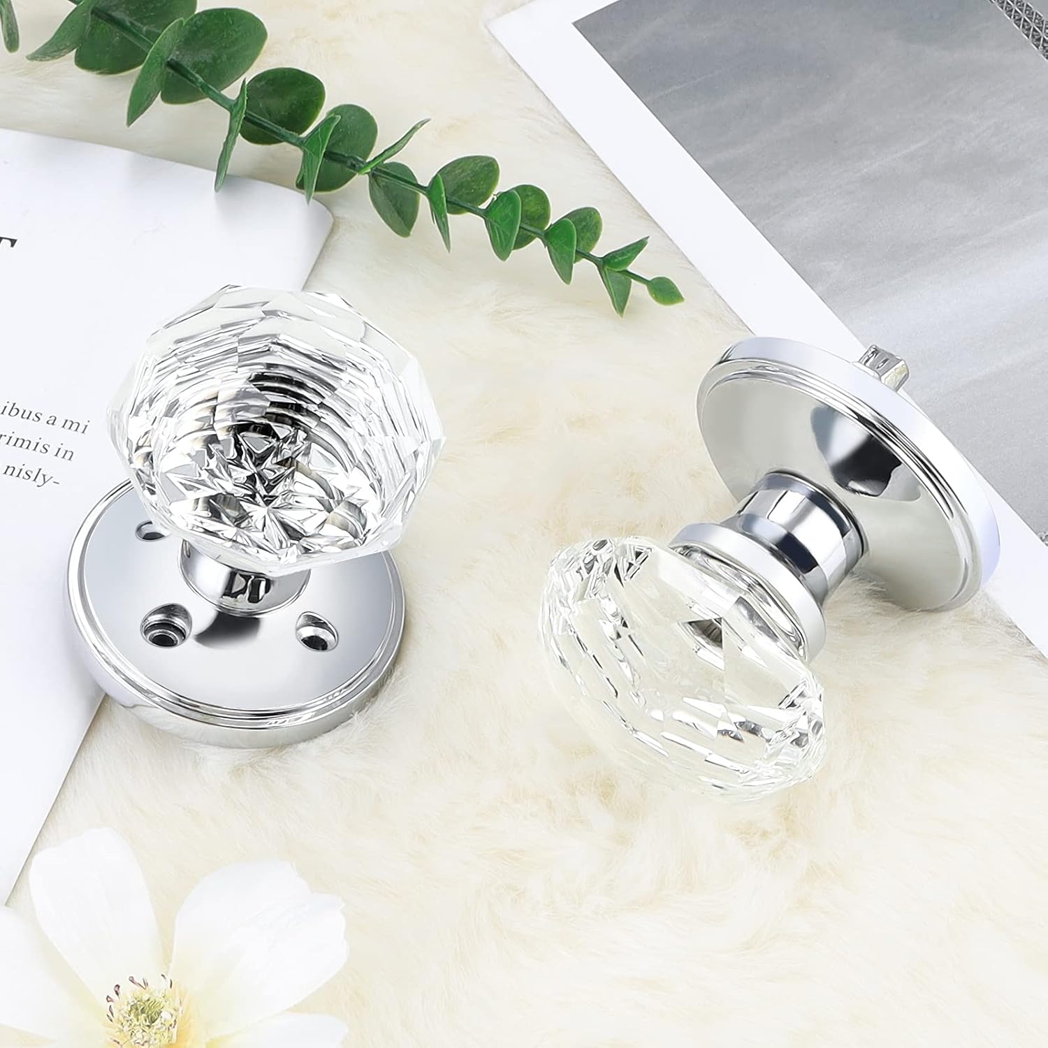 Blасk Frіdау - 50% оƒƒ Gobrico 10 Pack Crystal Doorknobs for Bedroom Bathroom,Diamond Glass Interior Door Locks in Polished Chrome,Octagonal Privacy Knobs Door Handles with Classic Rosette
