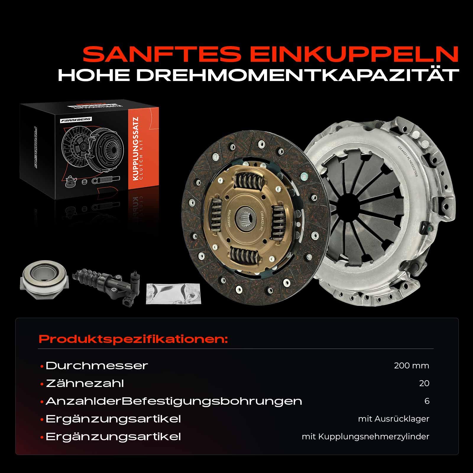 Frankberg 1x Kupplungssatz mit Ausrücklager 20 Zähnezahl Replace# 55256356