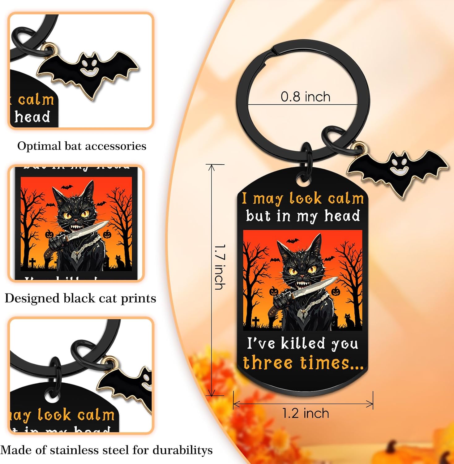 Spooky Halloween Keychain for Men Murder Drones Keychains image 2