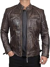 master distressed slim fit leather biker jacket