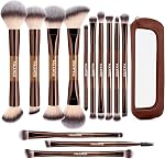 MAANGE Makeup Brushes Set, 13 PCS Premium Double-Ended Makeup Brush Foundation Contour Blush Blending Concealer Eyeshadow Brush Set Professional Make Up Brush Set (Coffee)