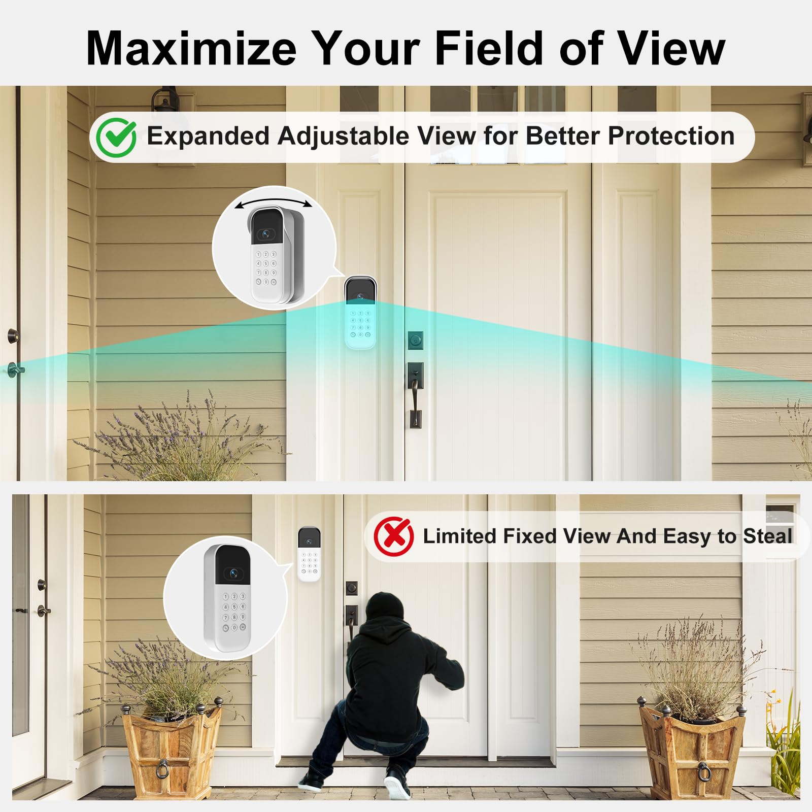 Swivel Mount for myQ Smart Garage Video Keypad, Weatherproof Angle Mounting Bracket for myQ, Left/Right Swivel for Wide Viewing Range (Video Keypad is NOT Included) (Black) - 4